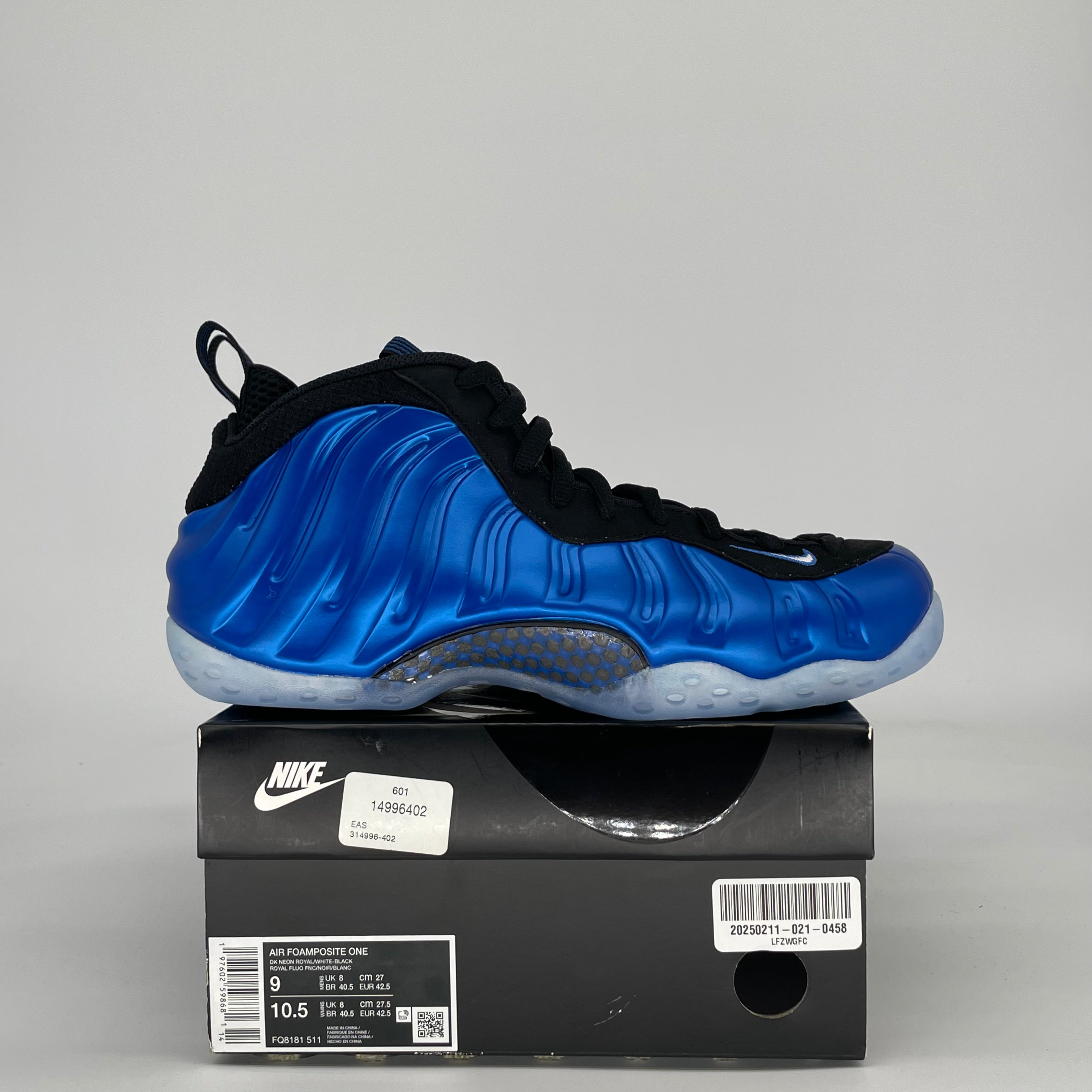NIKE AIR FOAMPOSITE ONE INTERNATIONAL BLUE FQ8181-511 SIZE 9/10.5W