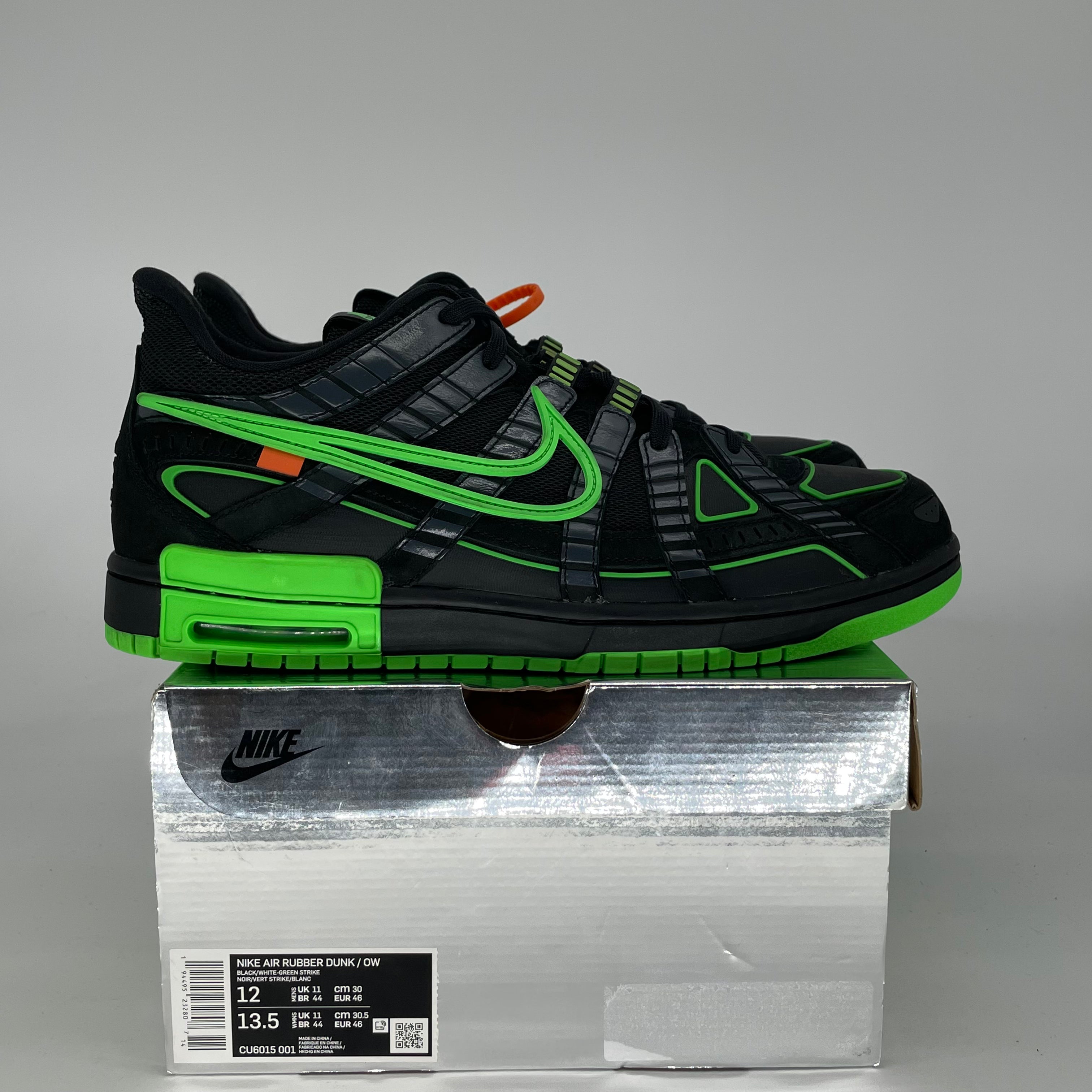OFF WHITE X NIKE AIR RUBBER DUNK GREEN STRIKE CU6015-001 SIZE 12/13.5W