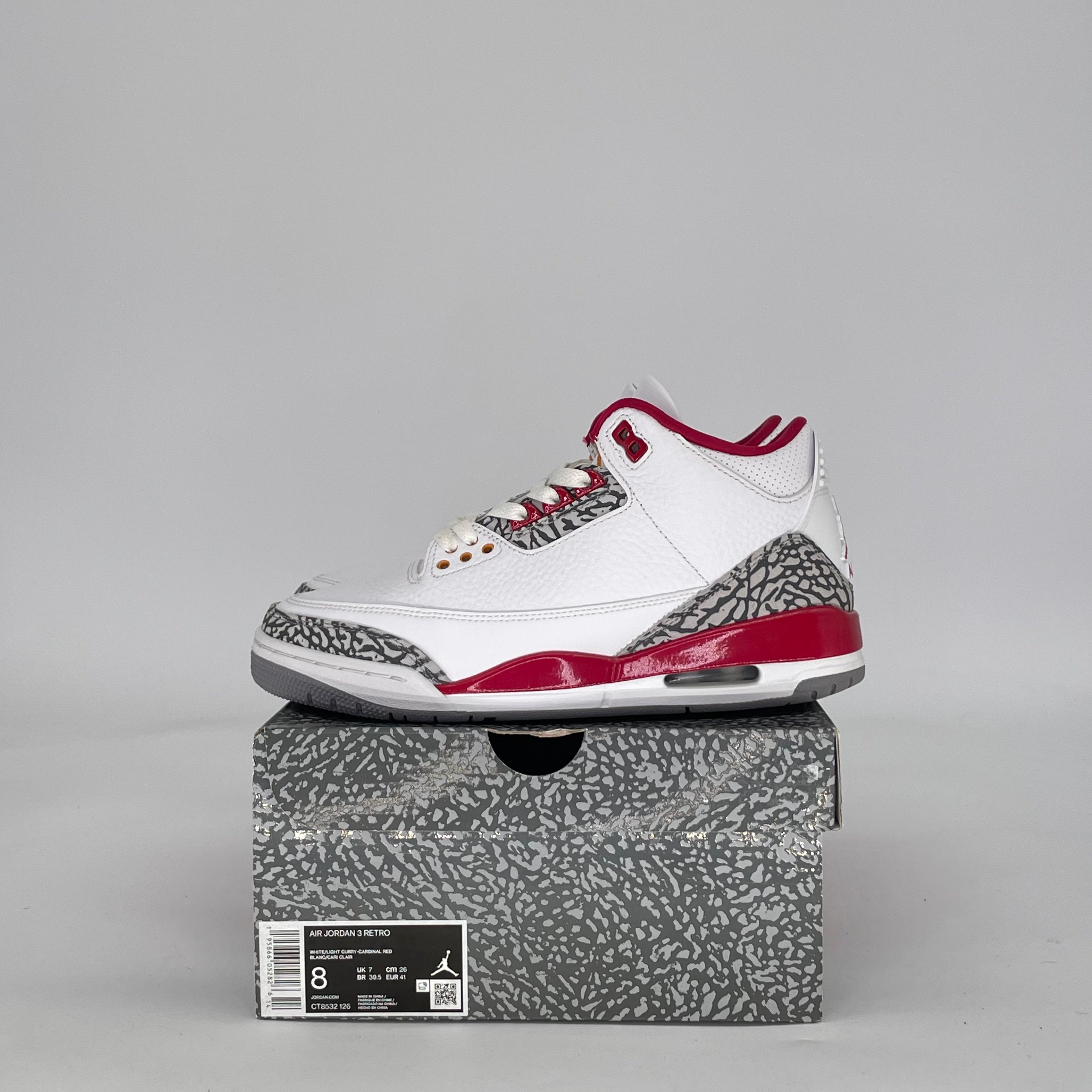 AIR JORDAN 3 CARDINAL RED CT8532-126 SIZE 8/9.5W
