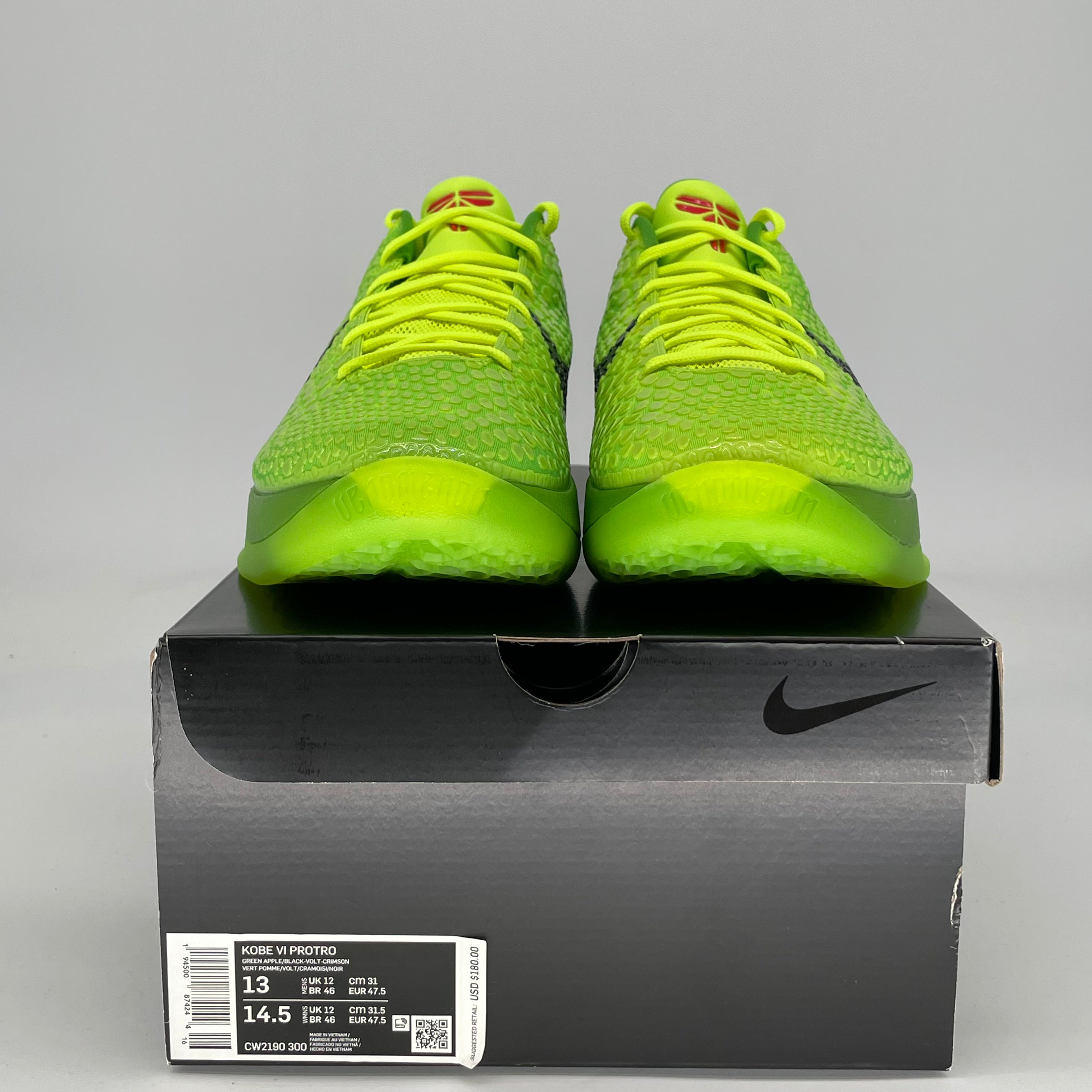 NIKE KOBE 6 PROTRO GRINCH CW2190-300 SIZE 13/14.5W