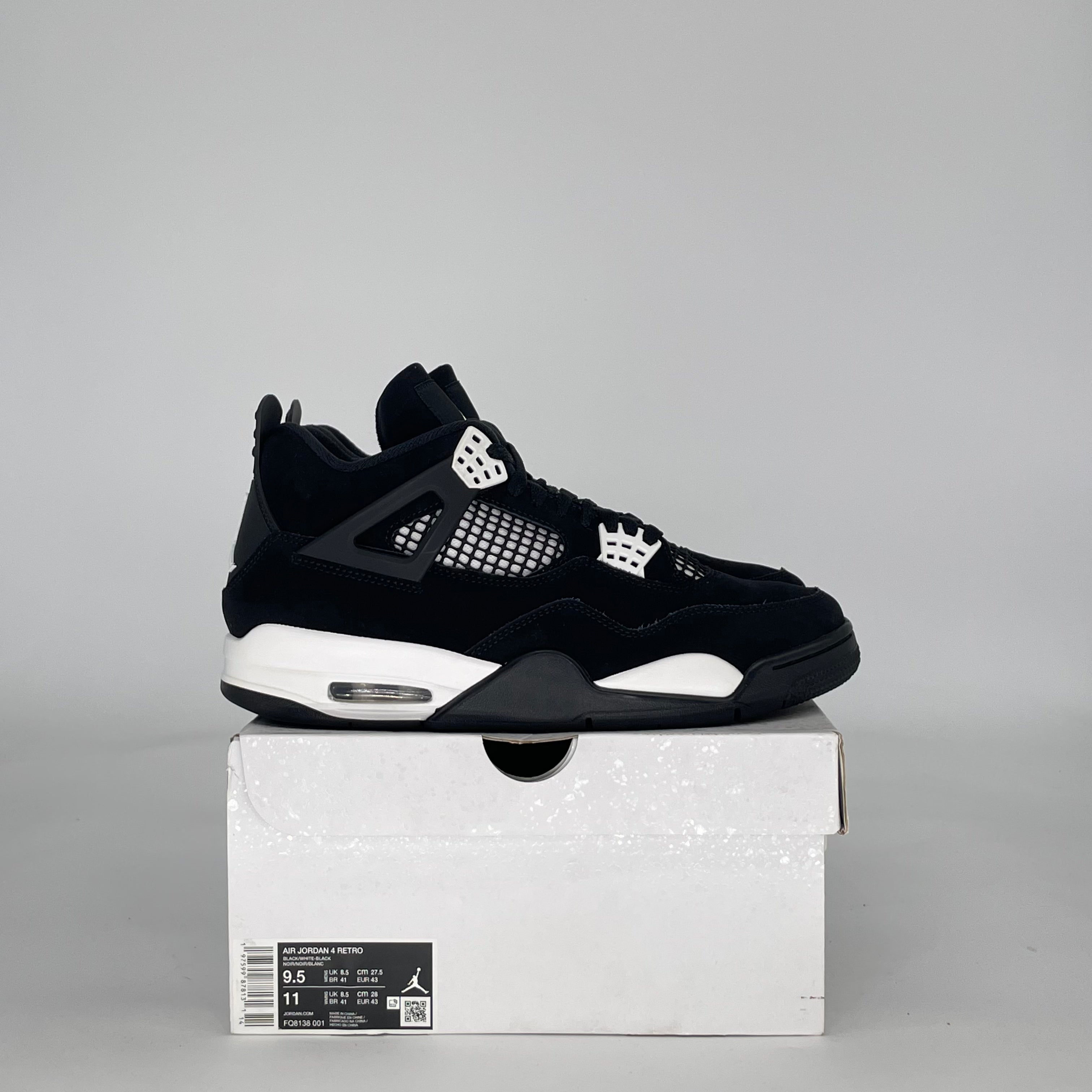 AIR JORDAN 4 WHITE THUNDER FQ8138-001 SIZE 9.5/11W