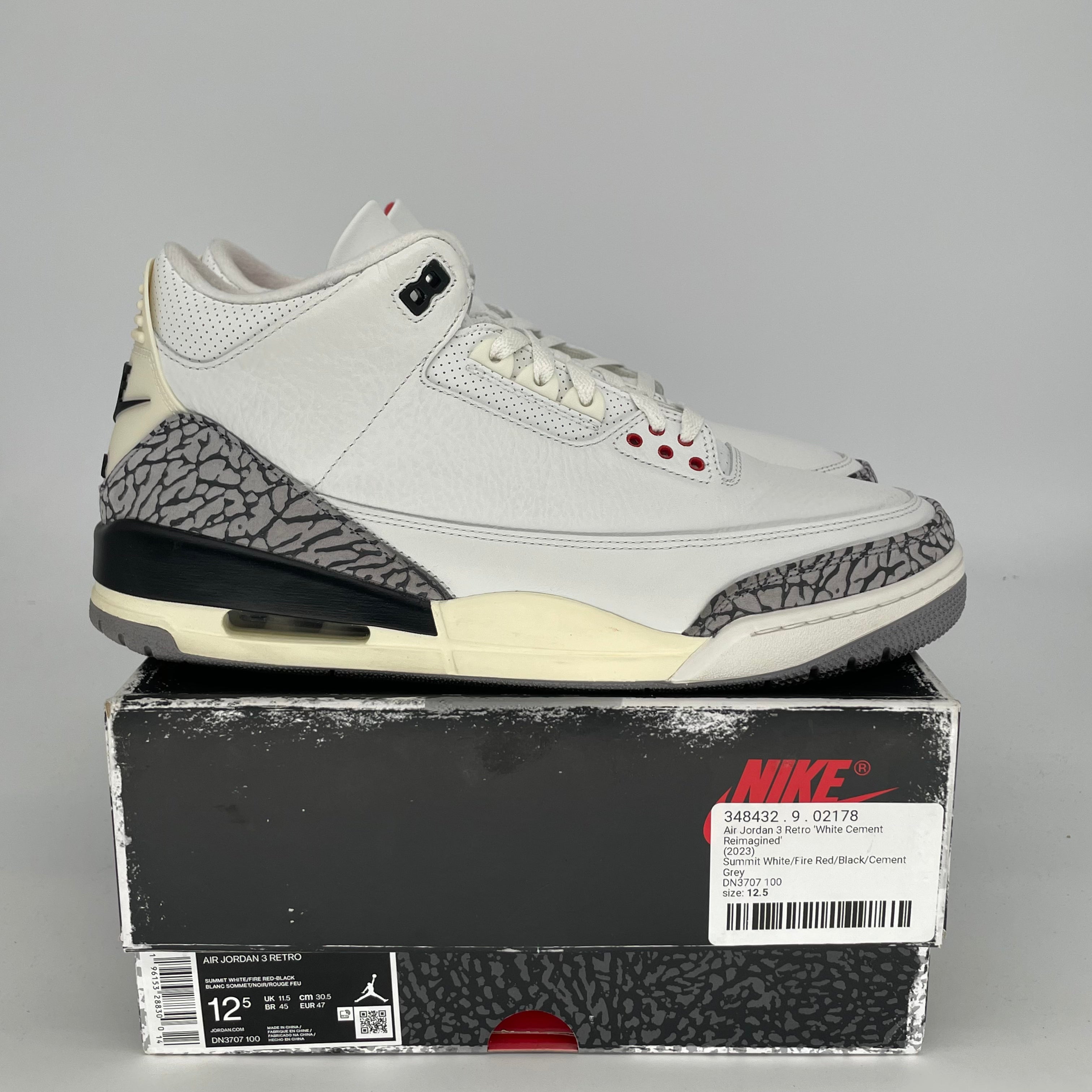 AIR JORDAN 3 WHITE CEMENT REIMAGINED SIZE 12.5 DN3707-100