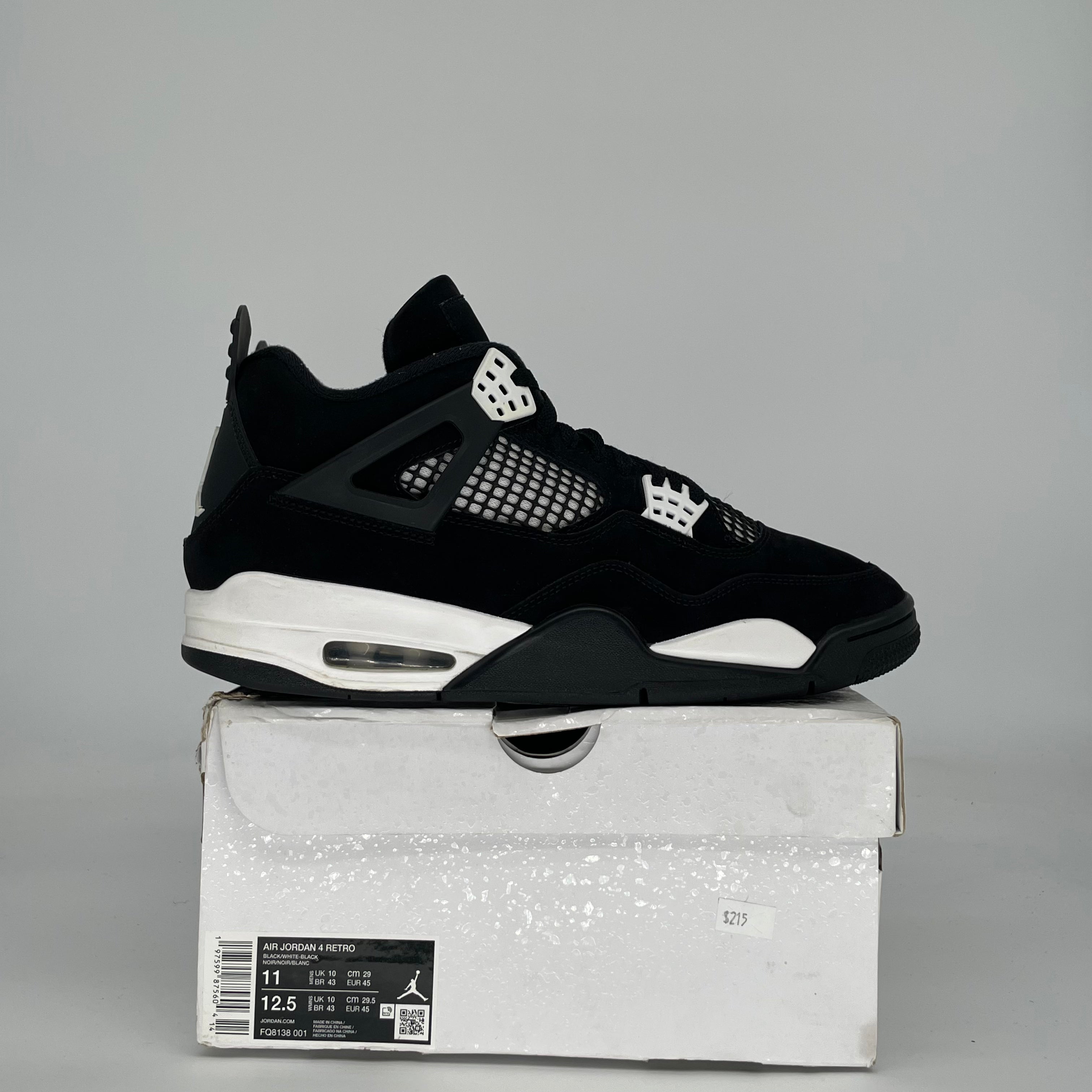 AIR JORDAN 4 WHITE THUNDER FQ8138-001 SIZE 11/12.5W