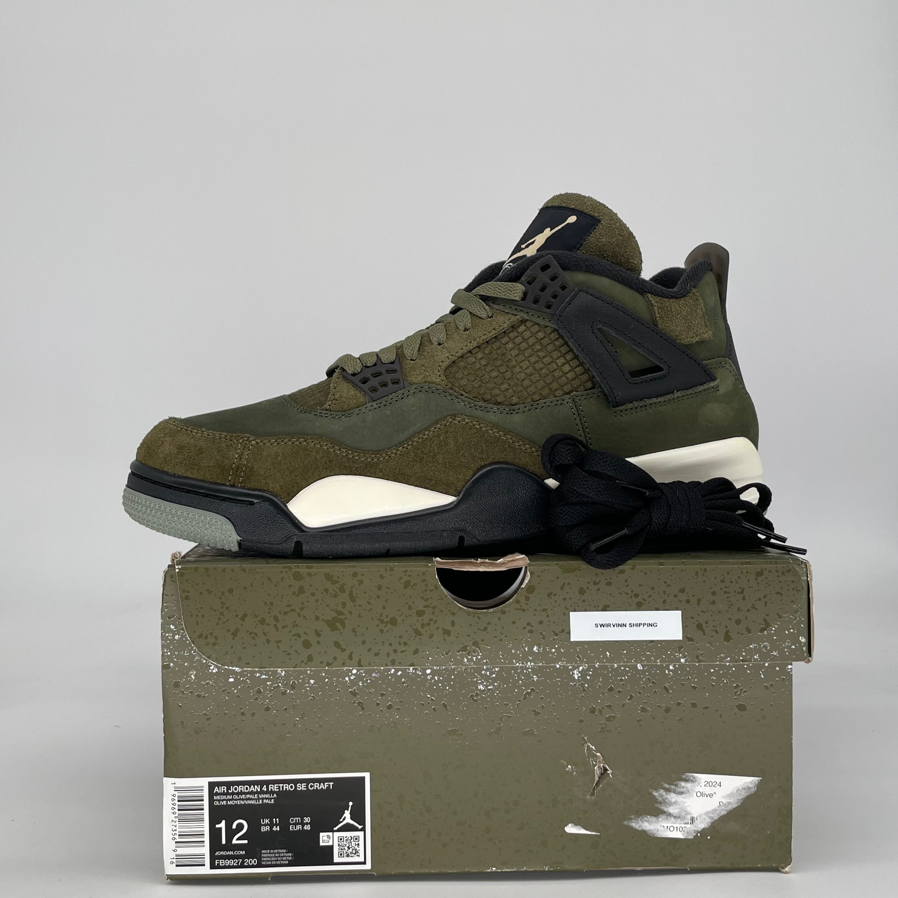 AIR JORDAN 4 CRAFT MEDIUM OLIVE FB9927-200 SIZE 12/13.5W