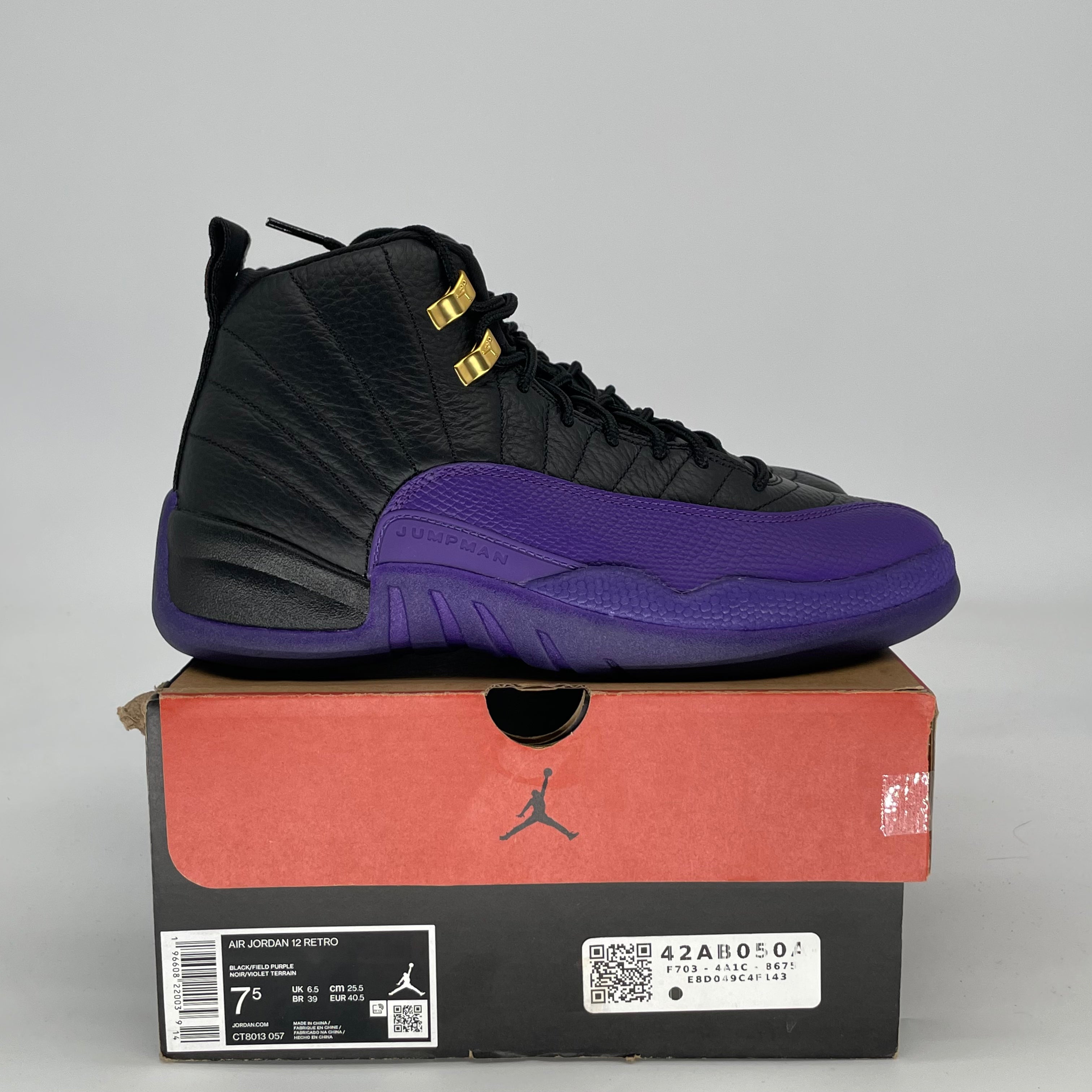 AIR JORDAN 12 FIELD PURPLE CT8013-057 SIZE 7.5/9W