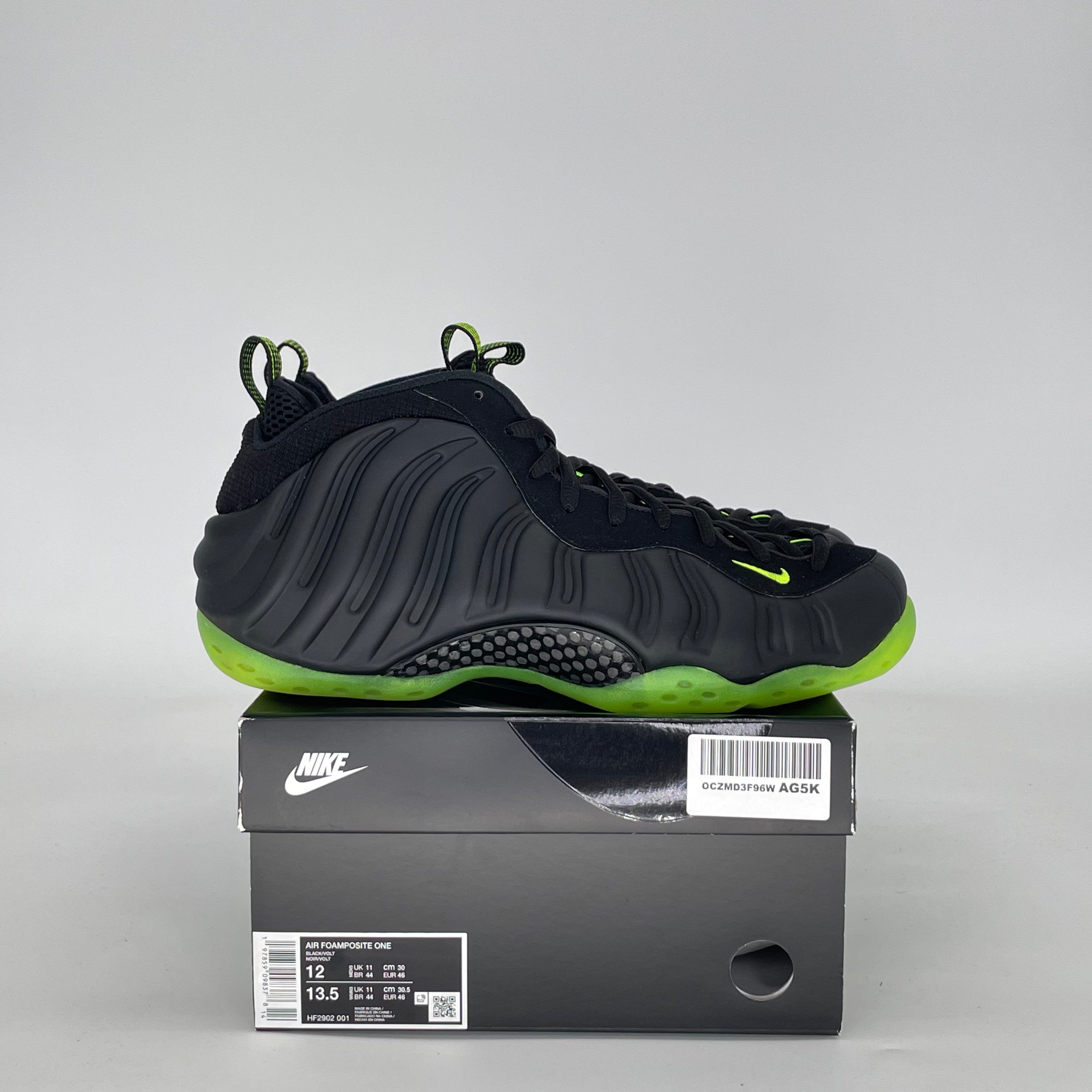 NIKE AIR FOAMPOSITE ONE BLACK VOLT HF2902-001 SIZE 12/13.5W