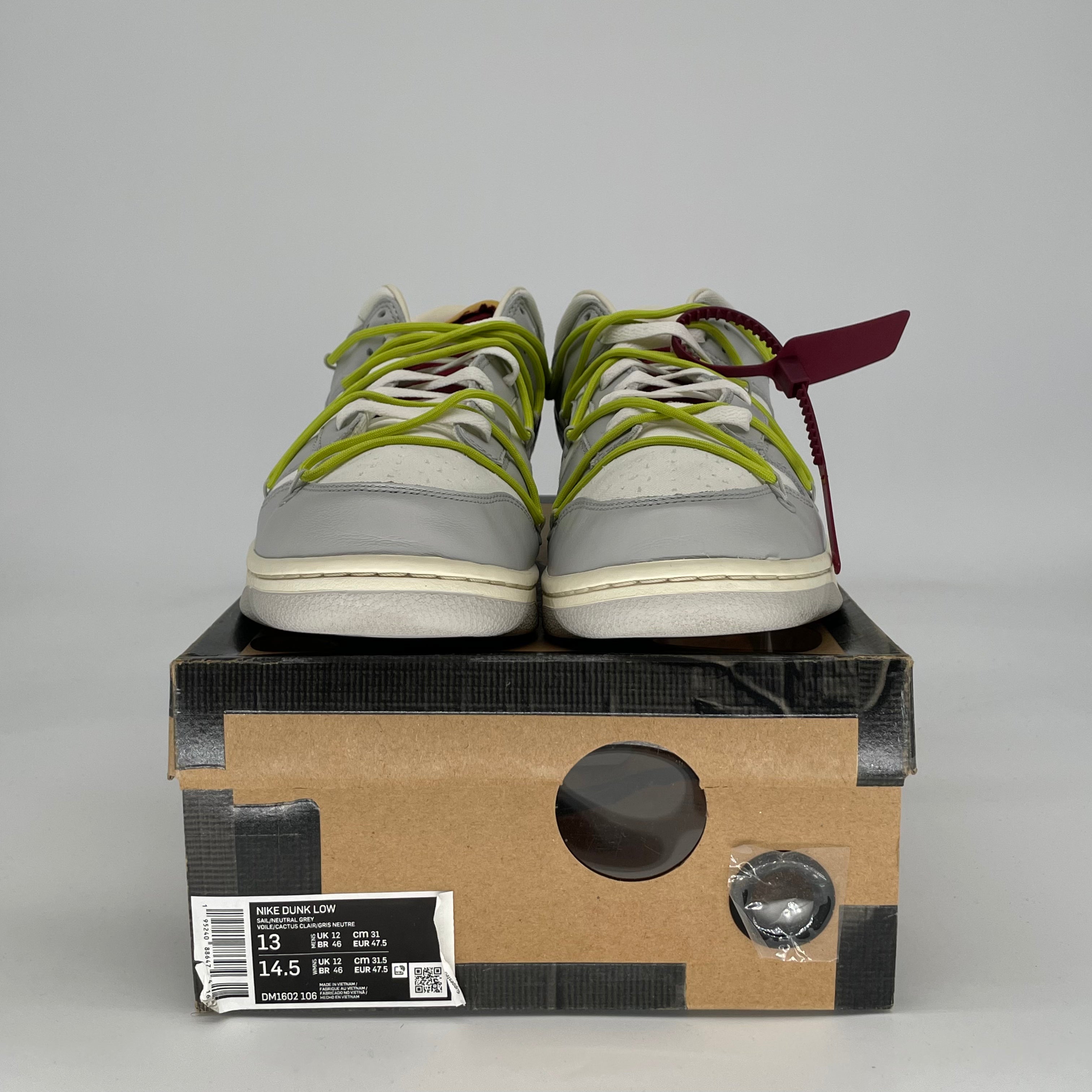 OFF WHITE X NIKE DUNK LOW LOT 8 DM1602-106 SIZE 13/14.5W