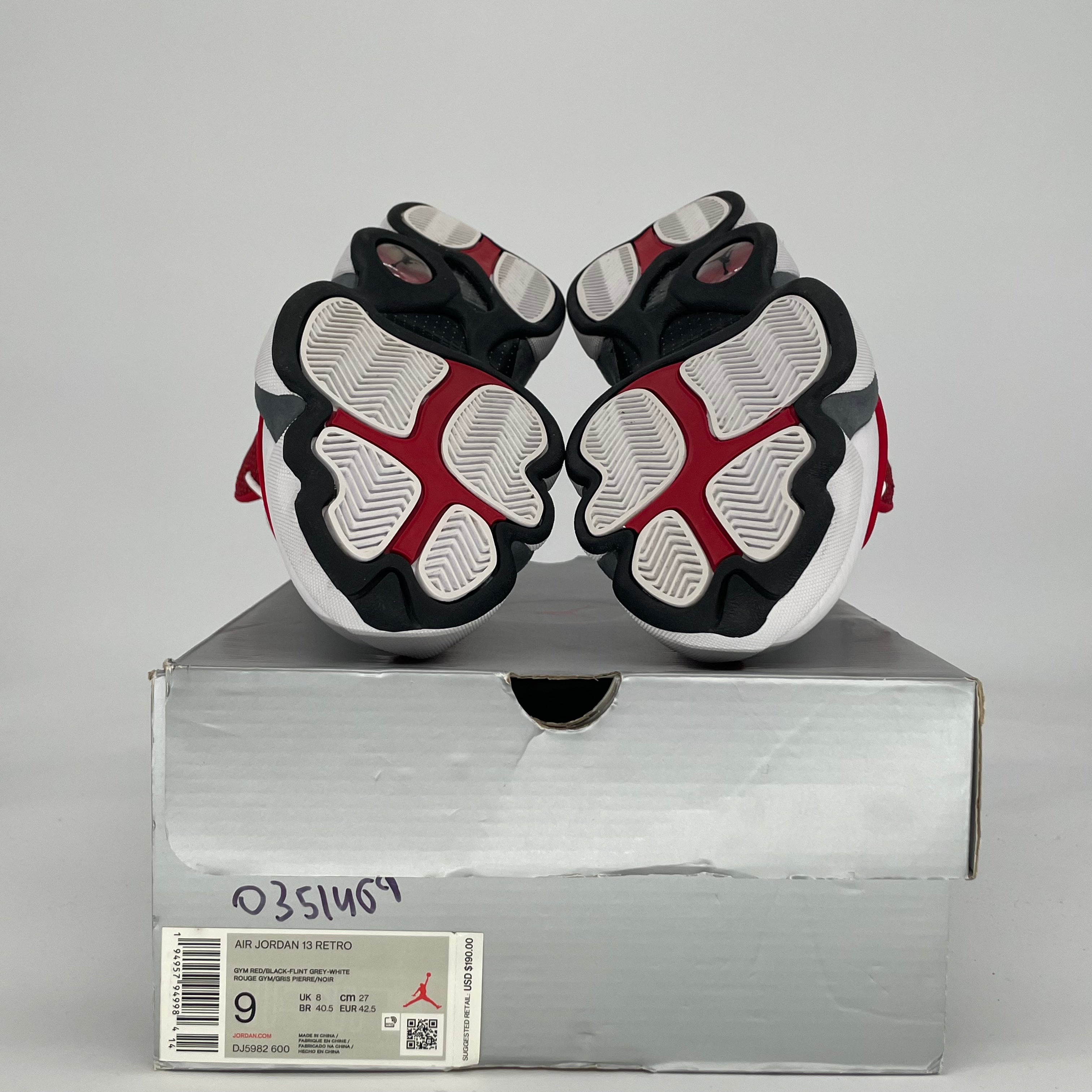 AIR JORDAN 13 GYM RED FLINT GREY DJ5982-600 SIZE 9/10.5W