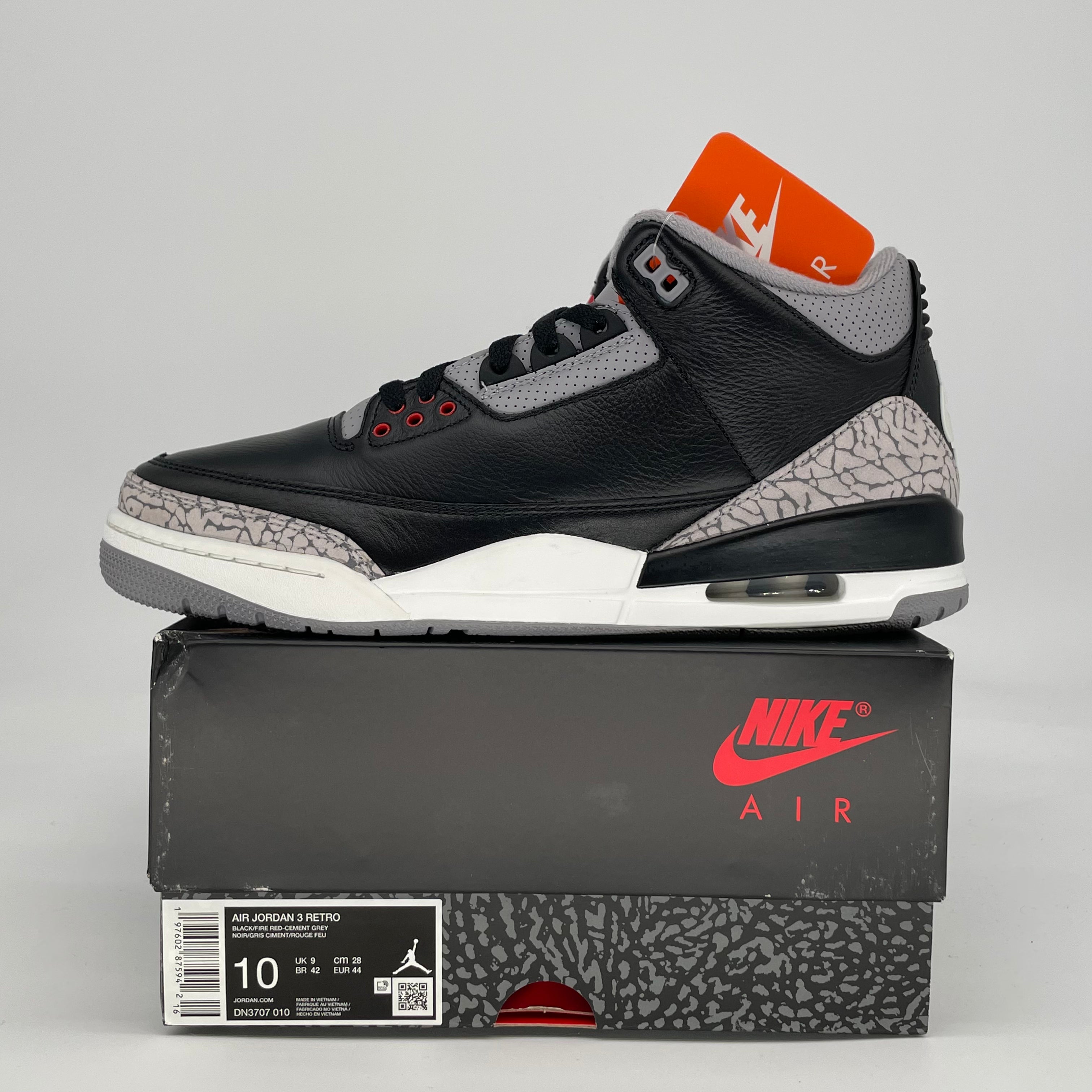 AIR JORDAN 3 BLACK CEMENT DN3707-010 SIZE 10/11.5W