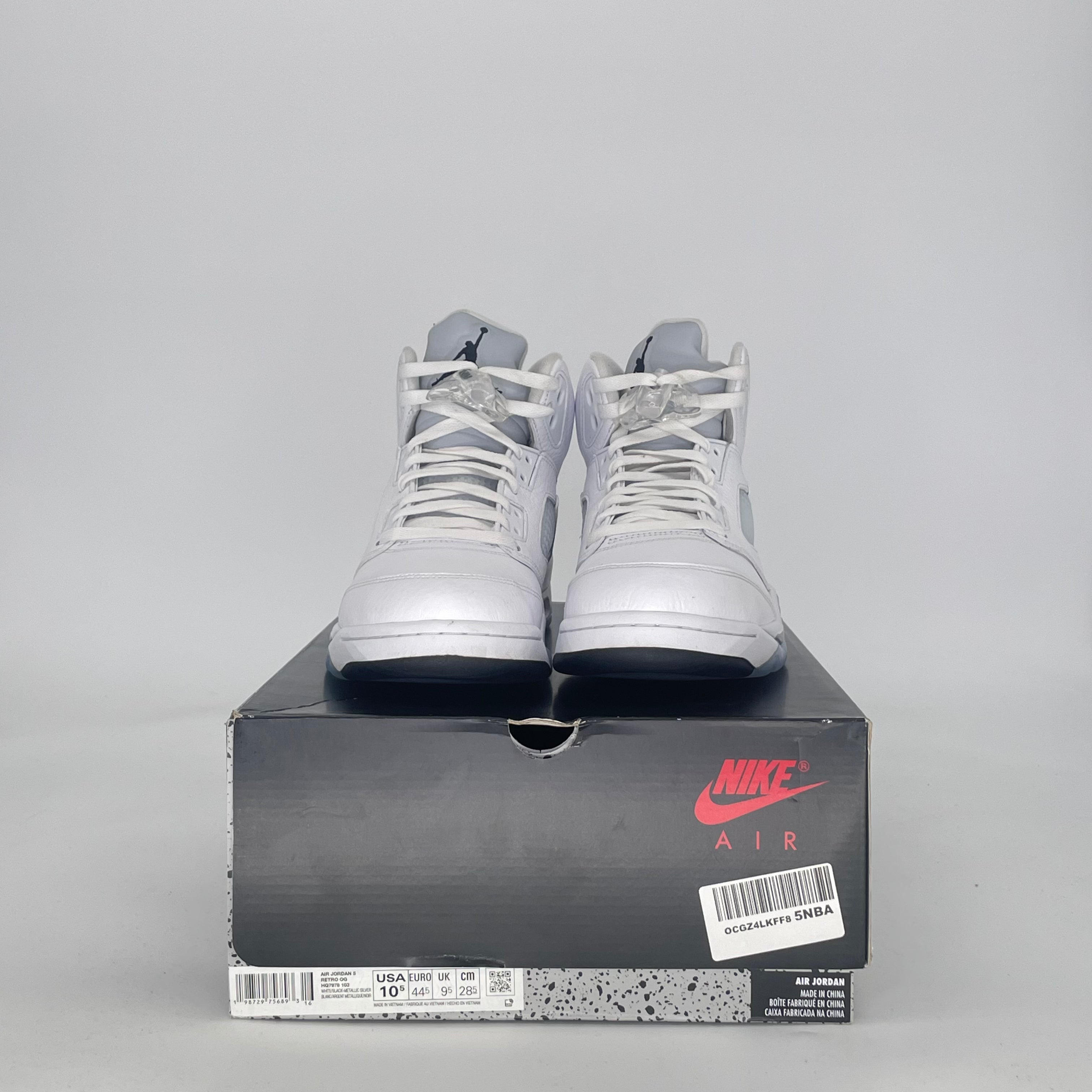 AIR JORDAN 5 WHITE METALLIC HQ7978-103 SIZE 10.5/12W