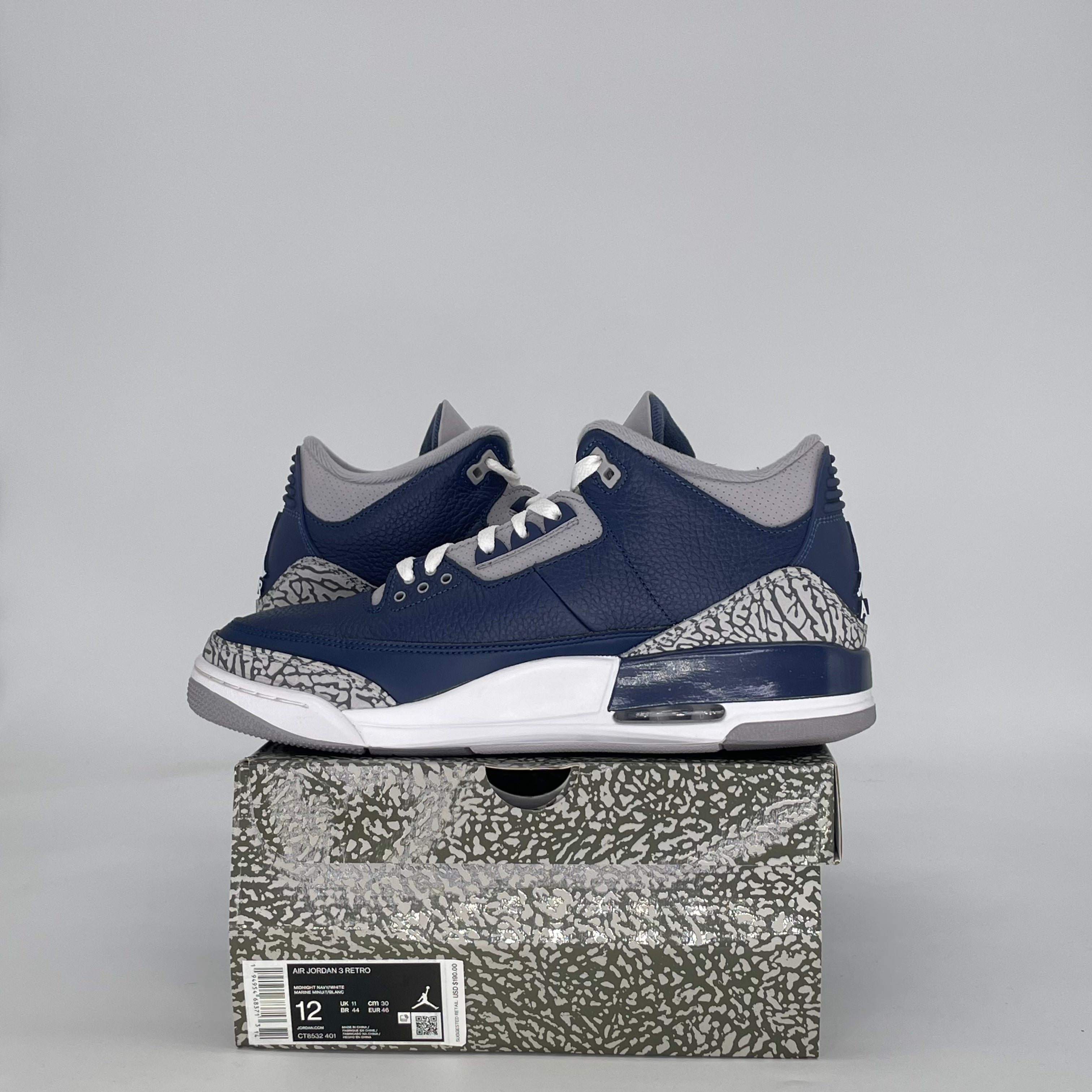 AIR JORDAN 3 GEORGETOWN (2021) CT8532-401 SIZE 12/13.5W