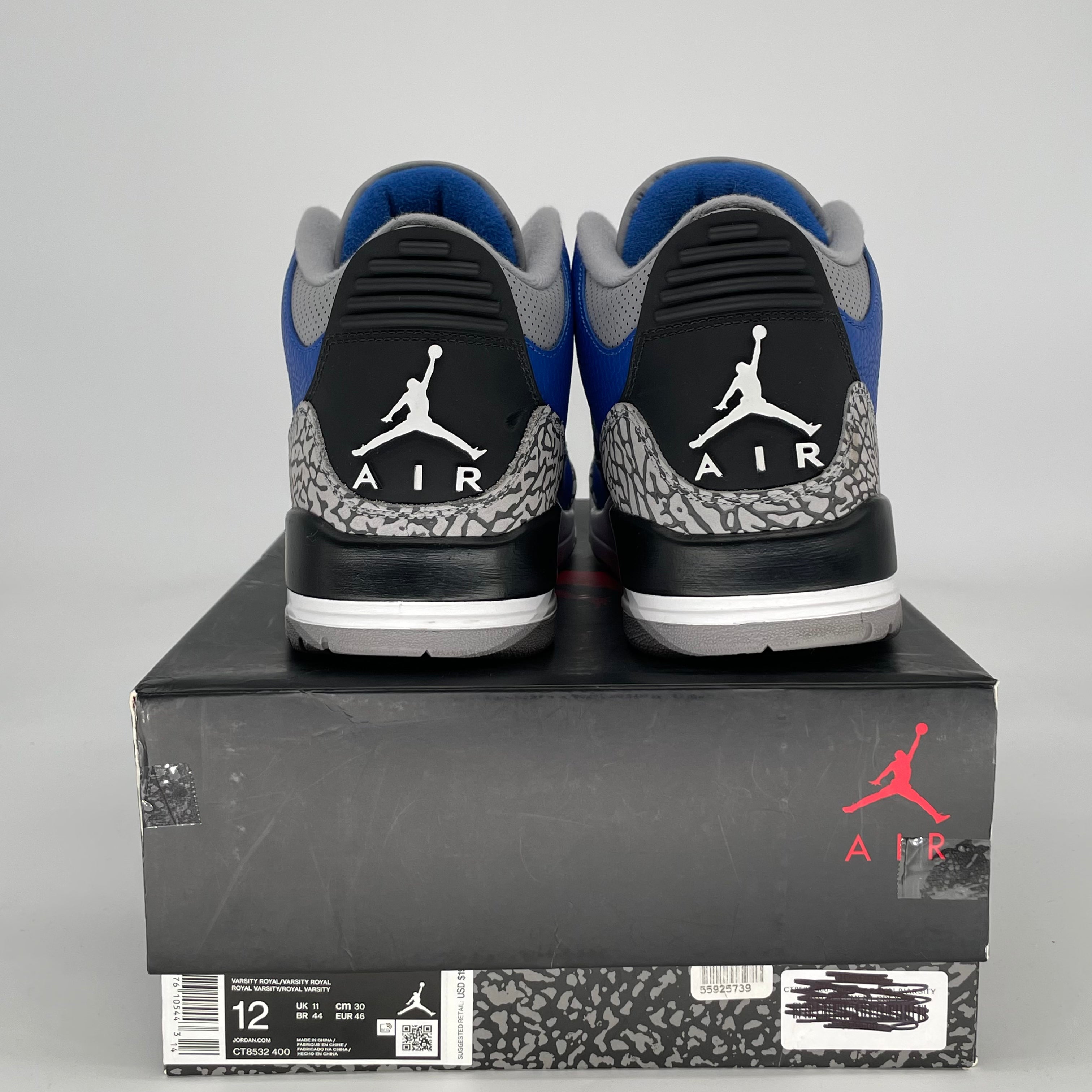 AIR JORDAN 3 VARSITY ROYAL CEMENT CT8532-400 SIZE 12/13.5W