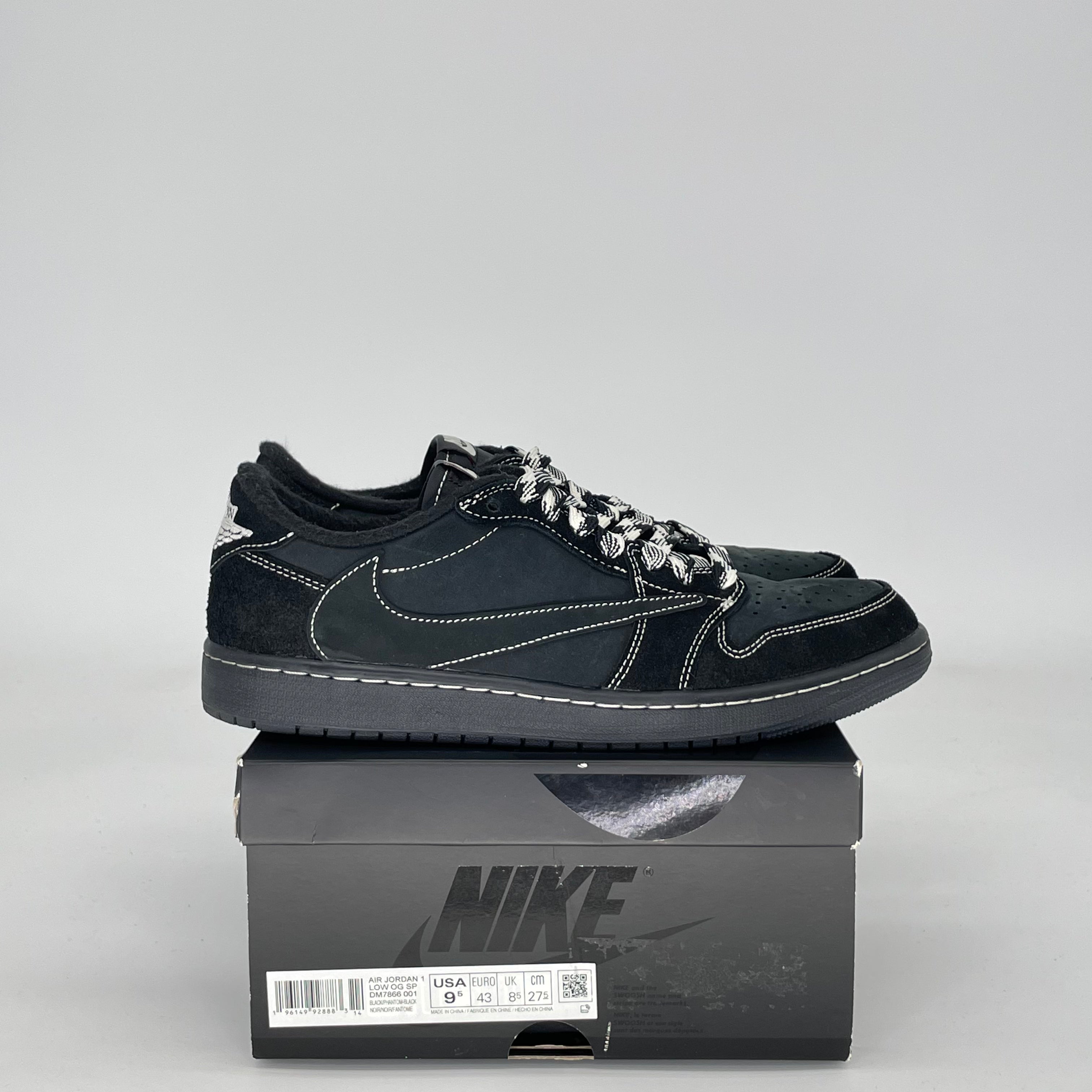 TRAVIS SCOTT X AIR JORDAN 1 LOW BLACK PHANTOM DM7866-001 SIZE 9.5/11W