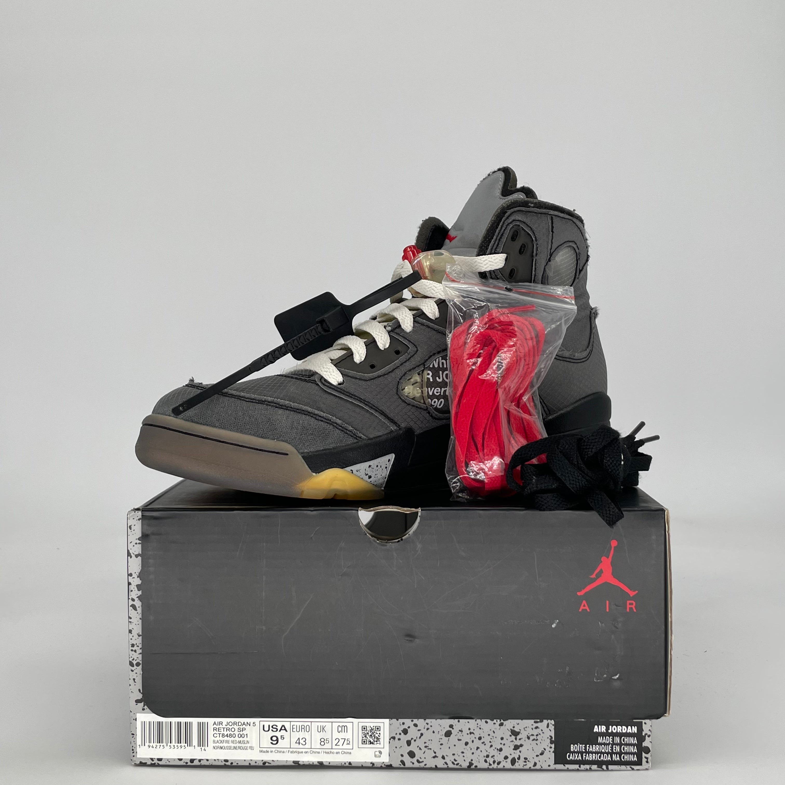AIR JORDAN 5 OFF-WHITE MUSLIN CT8480-001 SIZE 9.5/11W