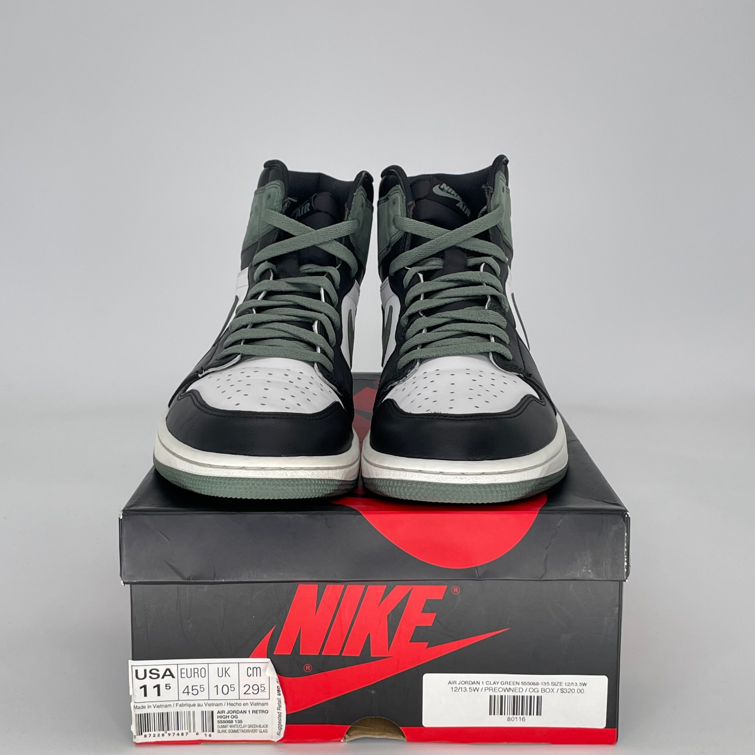 AIR JORDAN 1 CLAY GREEN 555088-135 SIZE 11.5/13W