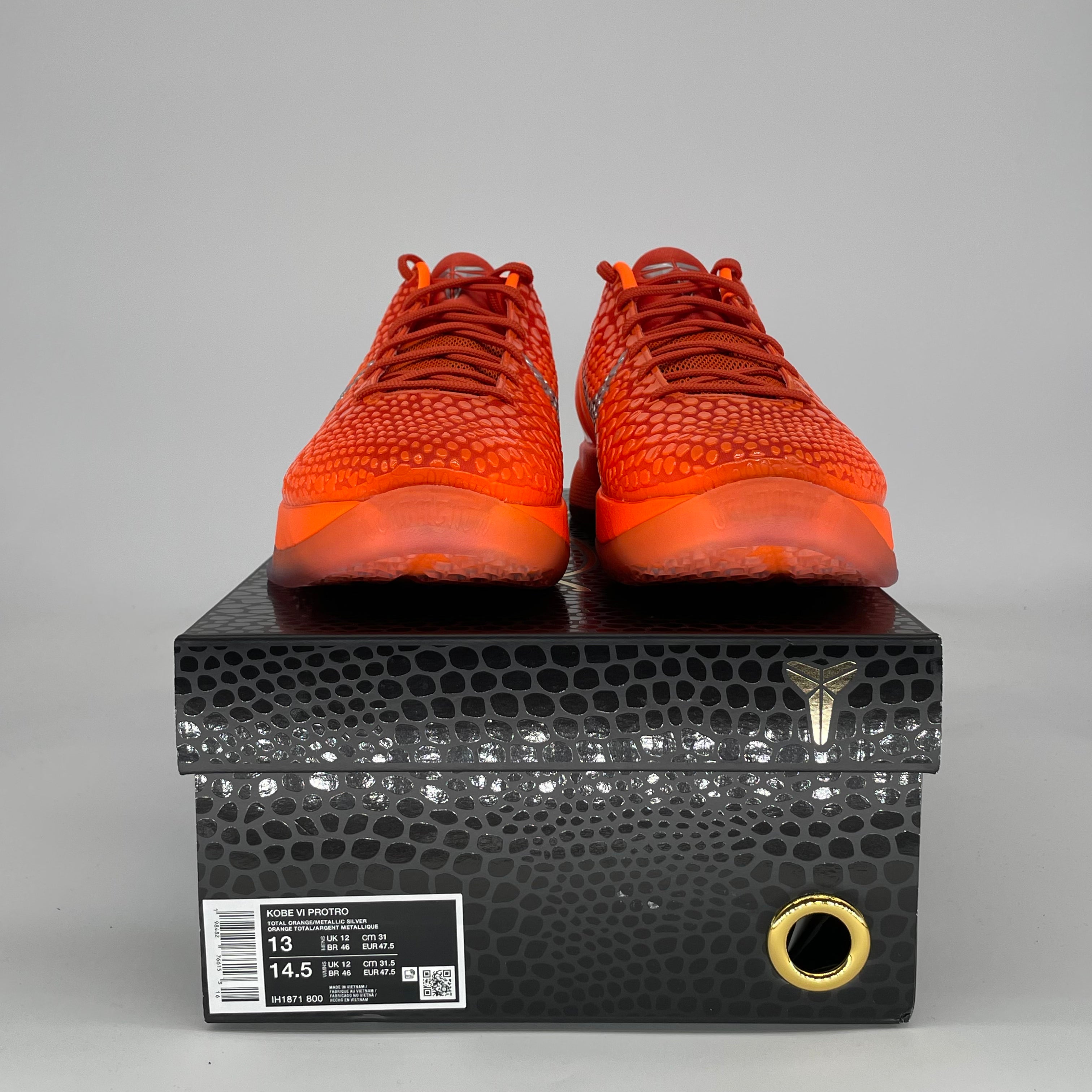 NIKE KOBE 6 PROTRO TOTAL ORANGE IH1871-800 SIZE 13/14.5W