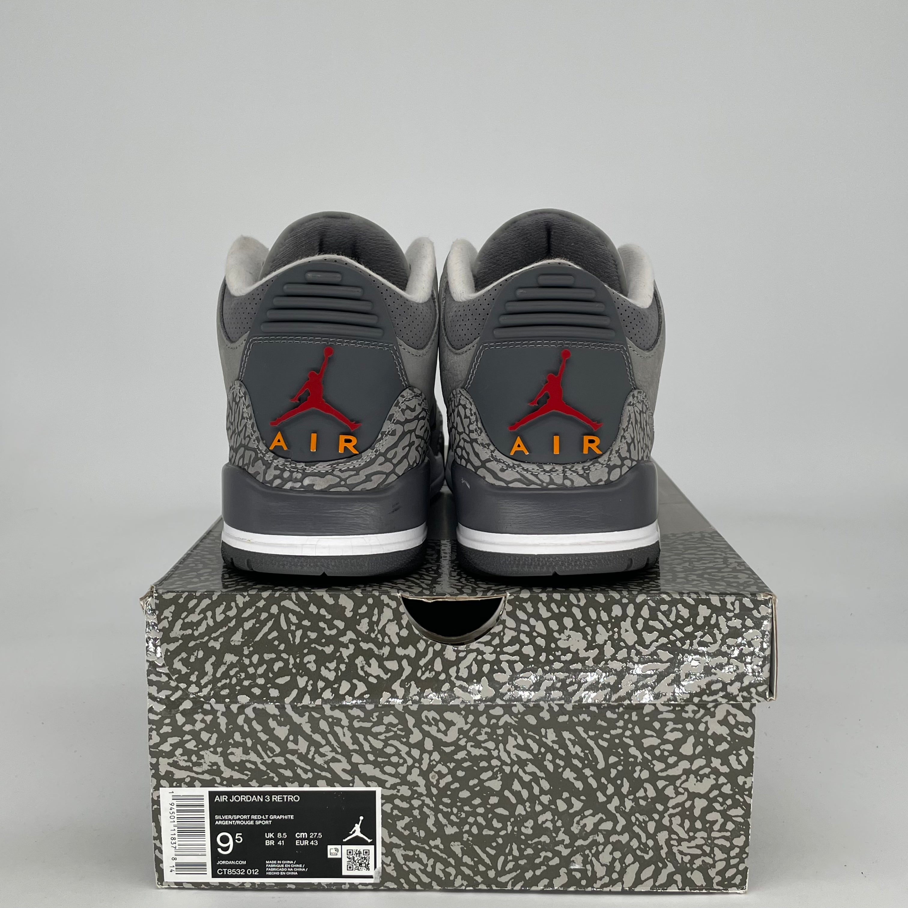 AIR JORDAN 3 COOL GREY CT8532-012 SIZE 9.5/11W