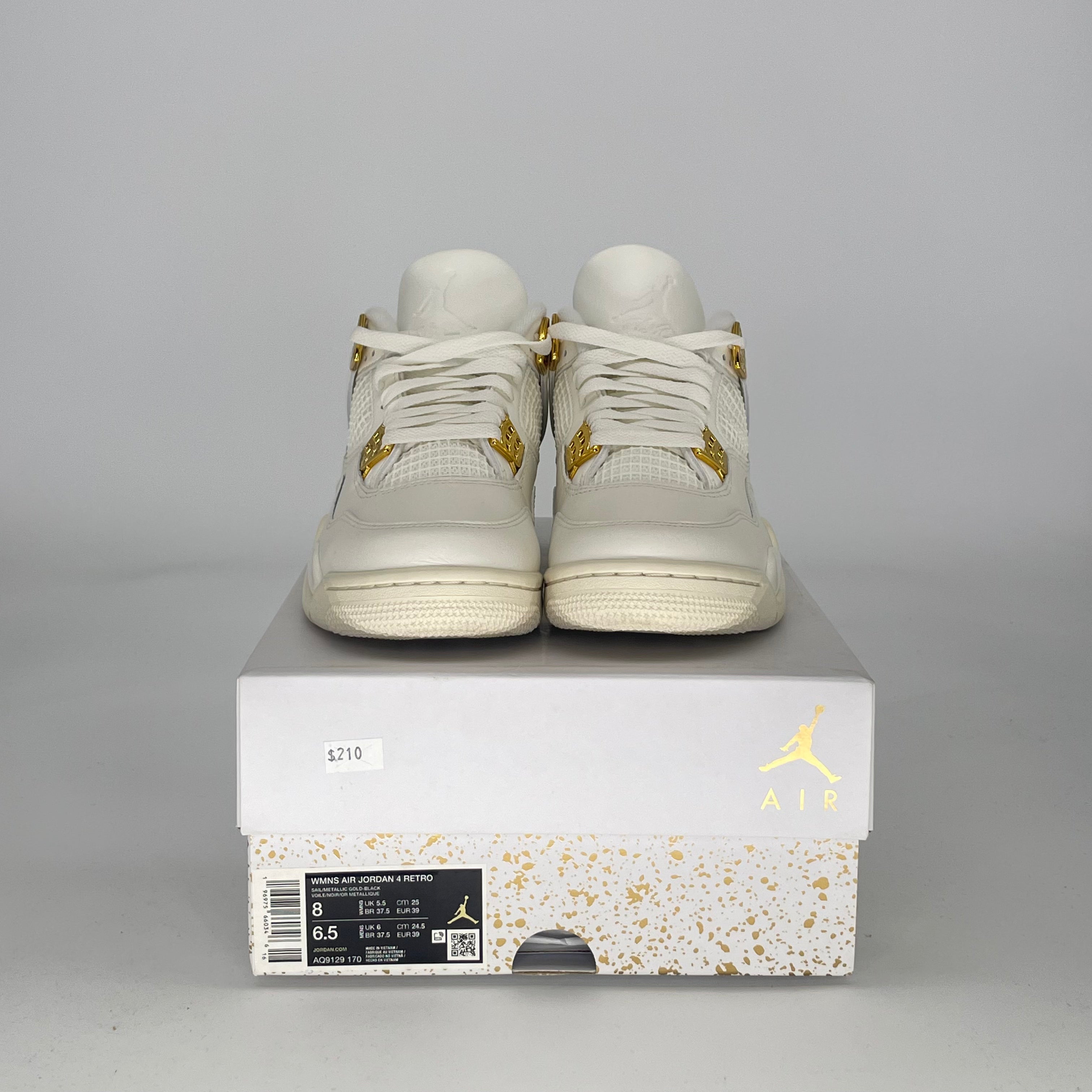 AIR JORDAN 4 METALLIC GOLD AQ9129-170 SIZE 6.5/8W GS