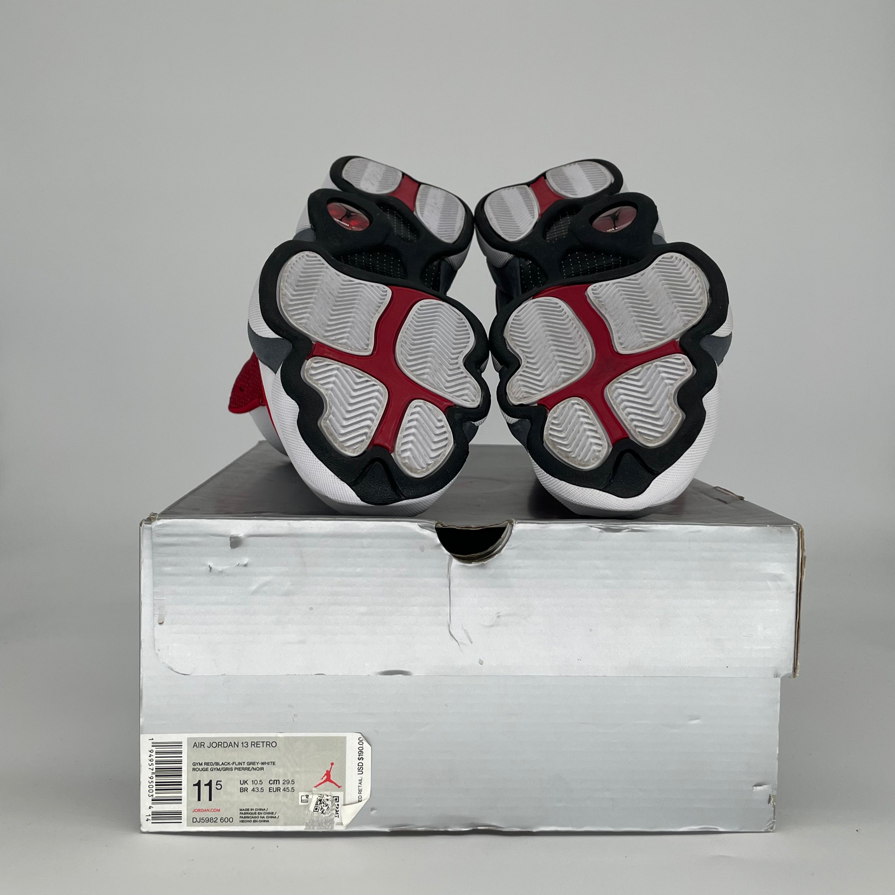 AIR JORDAN 13 GYM RED FLINT GREY DJ5982-600 SIZE 11.5/13W