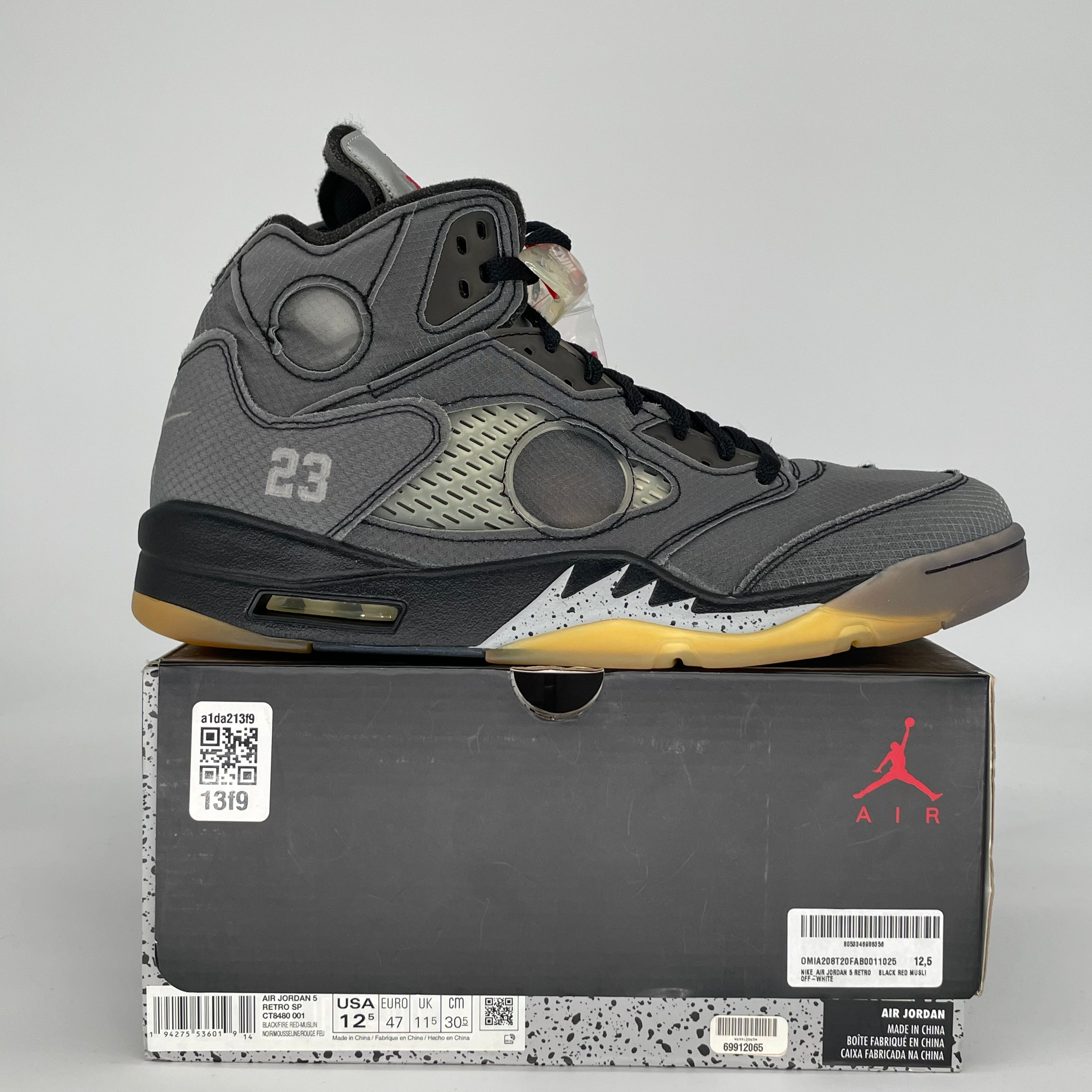 OFF-WHITE X AIR JORDAN 5 MUSLIN CT8480-001 SIZE 12.5/14W