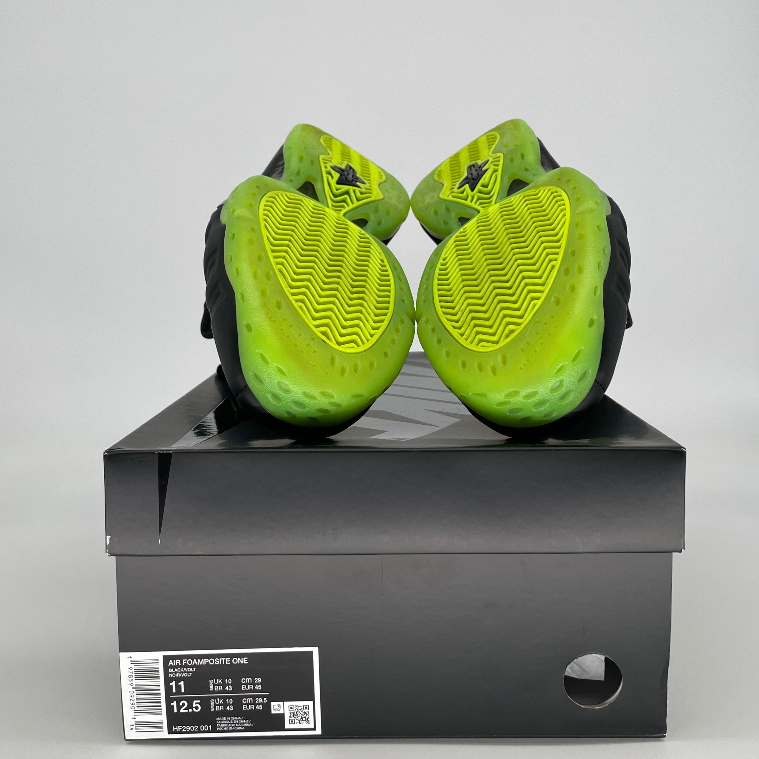NIKE AIR FOAMPOSITE ONE BLACK VOLT HF2902-001 SIZE 11/12.5W