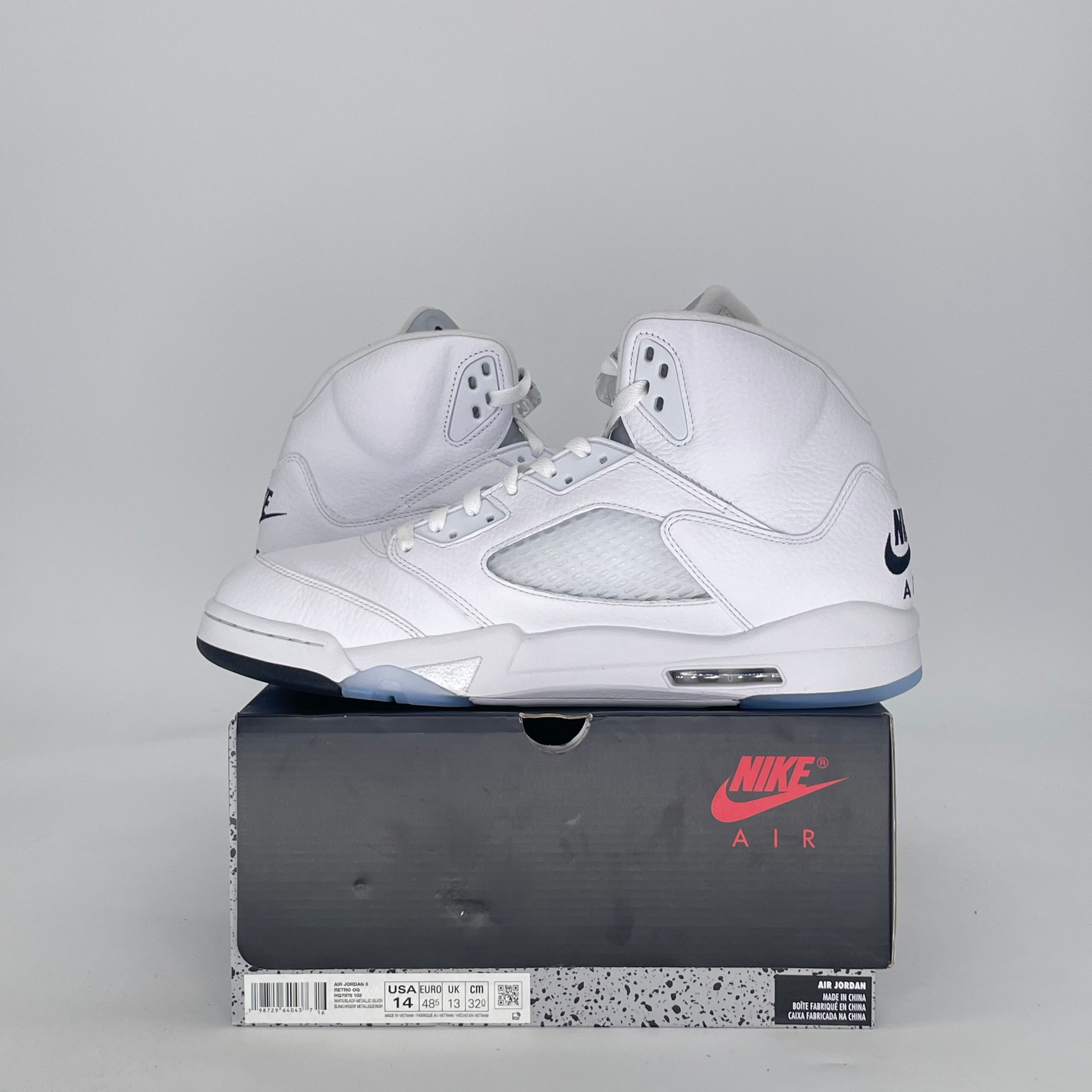 AIR JORDAN 5 WHITE METALLIC HQ7978-103 SIZE 14/15.5W
