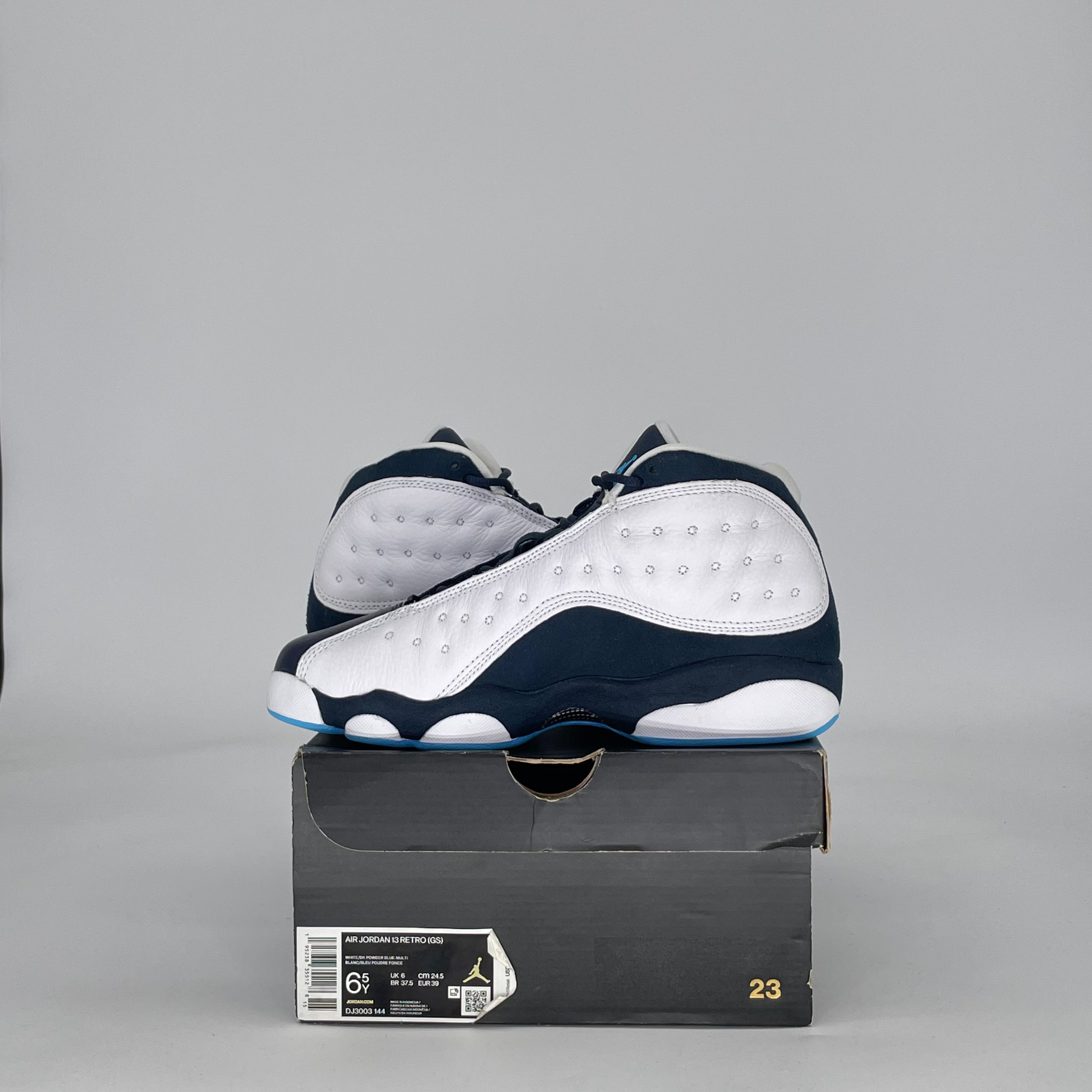AIR JORDAN 13 WHITE OBSIDIAN POWDER BLUE DJ3003-144 SIZE 6.5/8W GS