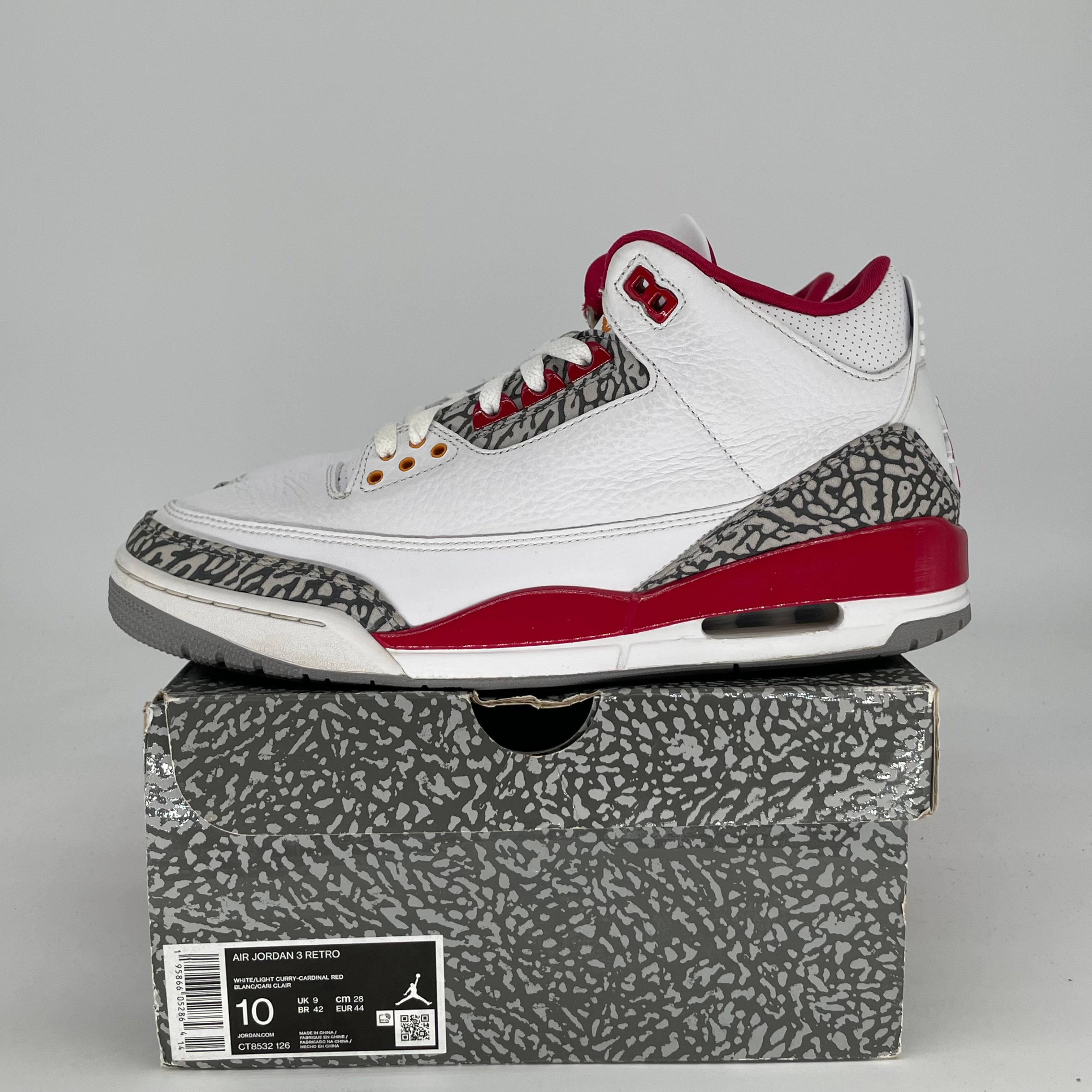 AIR JORDAN 3 CARDINAL RED CT8532-126 SIZE 10/11.5W