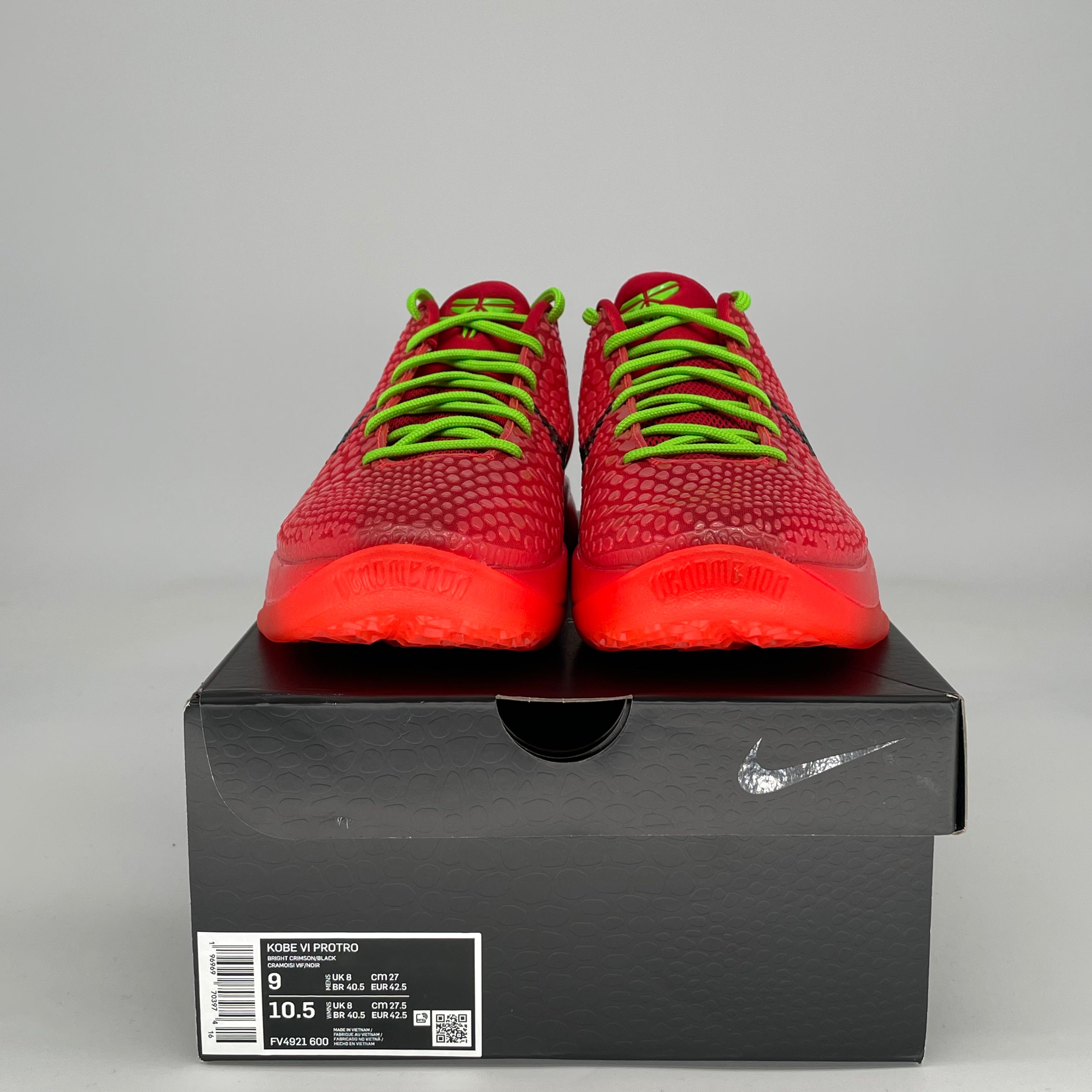 NIKE KOBE 6 PROTRO REVERSE GRINCH FV4921-600 SIZE 9/10.5W