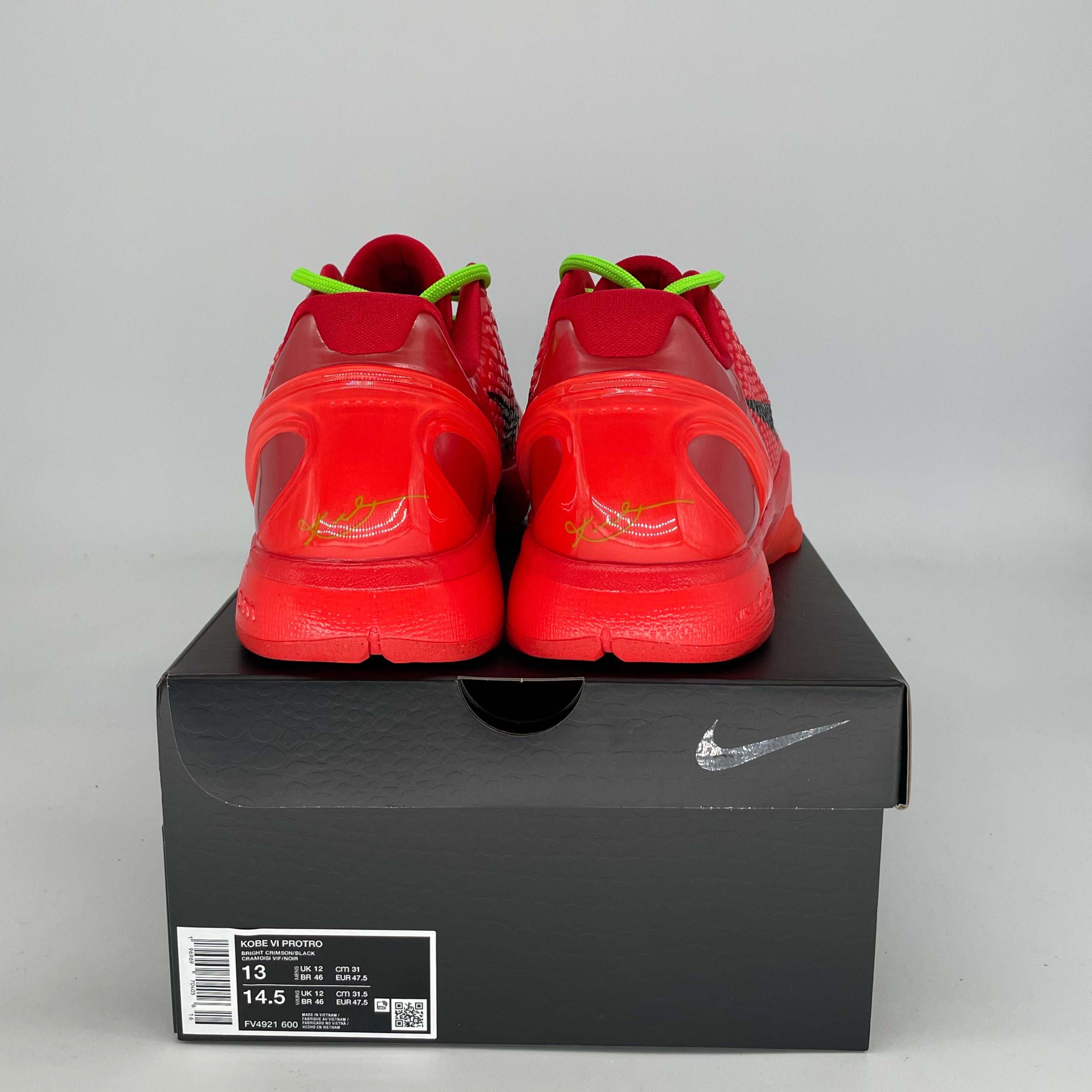 NIKE KOBE 6 PROTRO REVERSE GRINCH FV4921-600 SIZE 13/14.5W