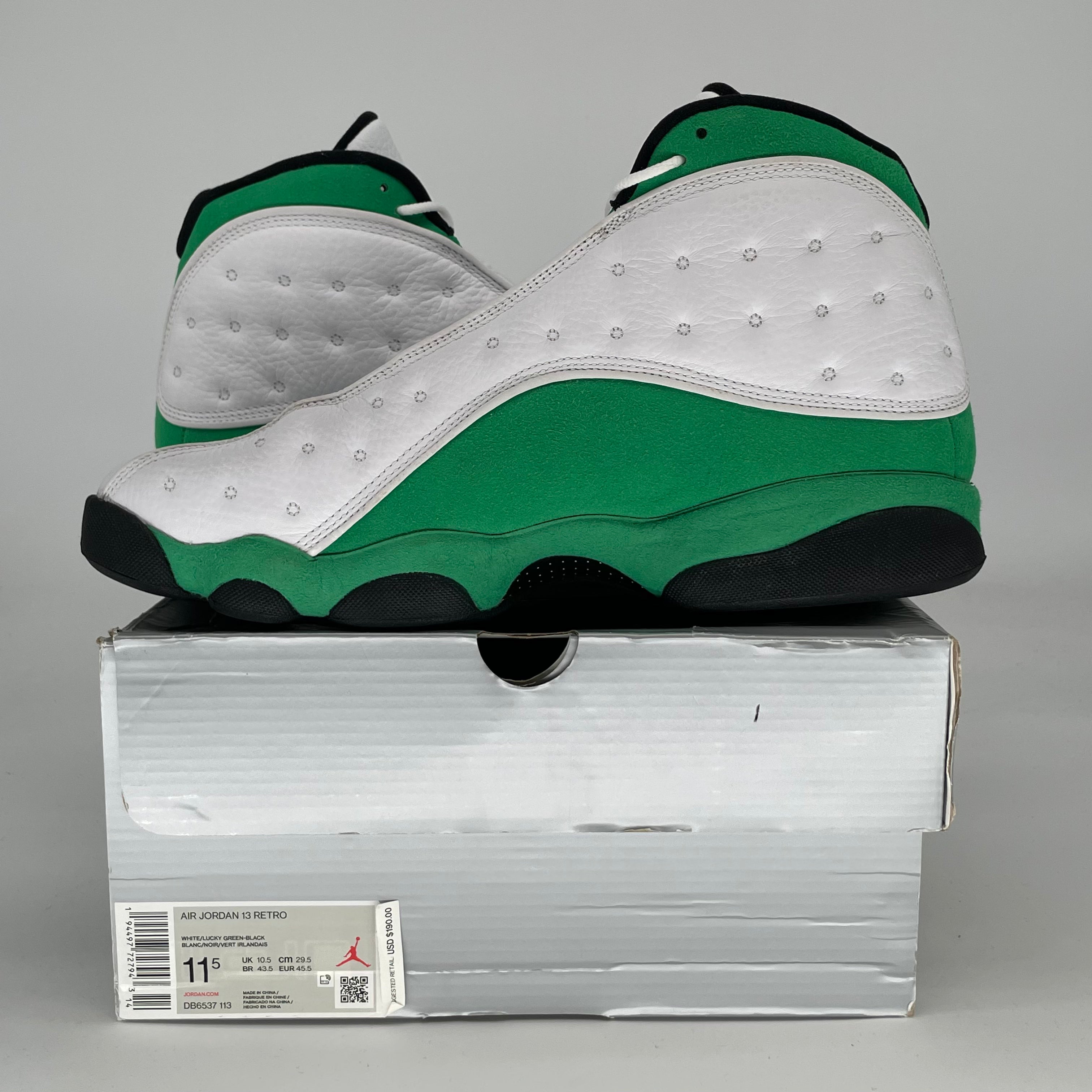 AIR JORDAN 13 WHITE LUCKY GREEN DB6537-113 SIZE 11.5/13W