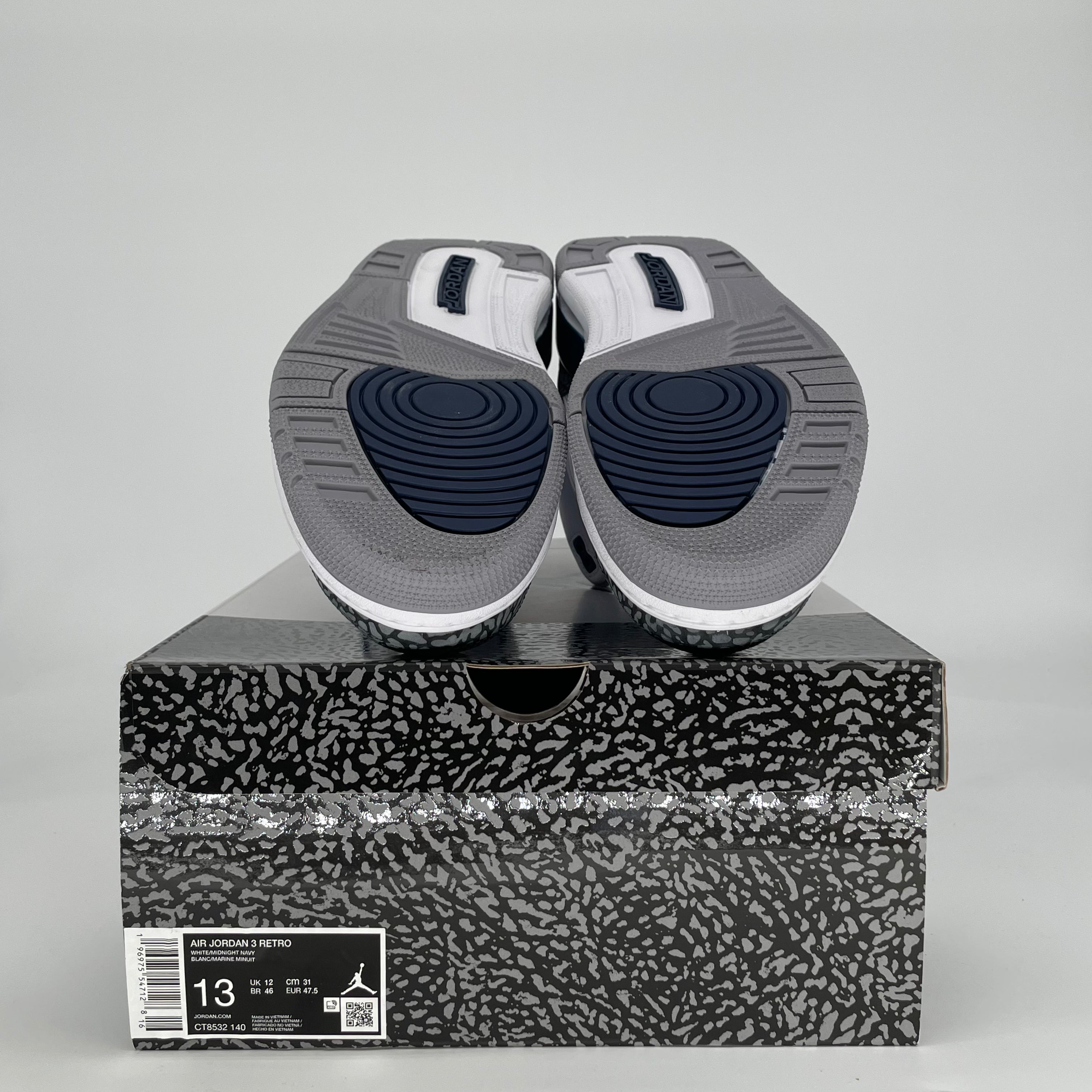 AIR JORDAN 3 MIDNIGHT NAVY CT8532-140 SIZE 13/14.5W