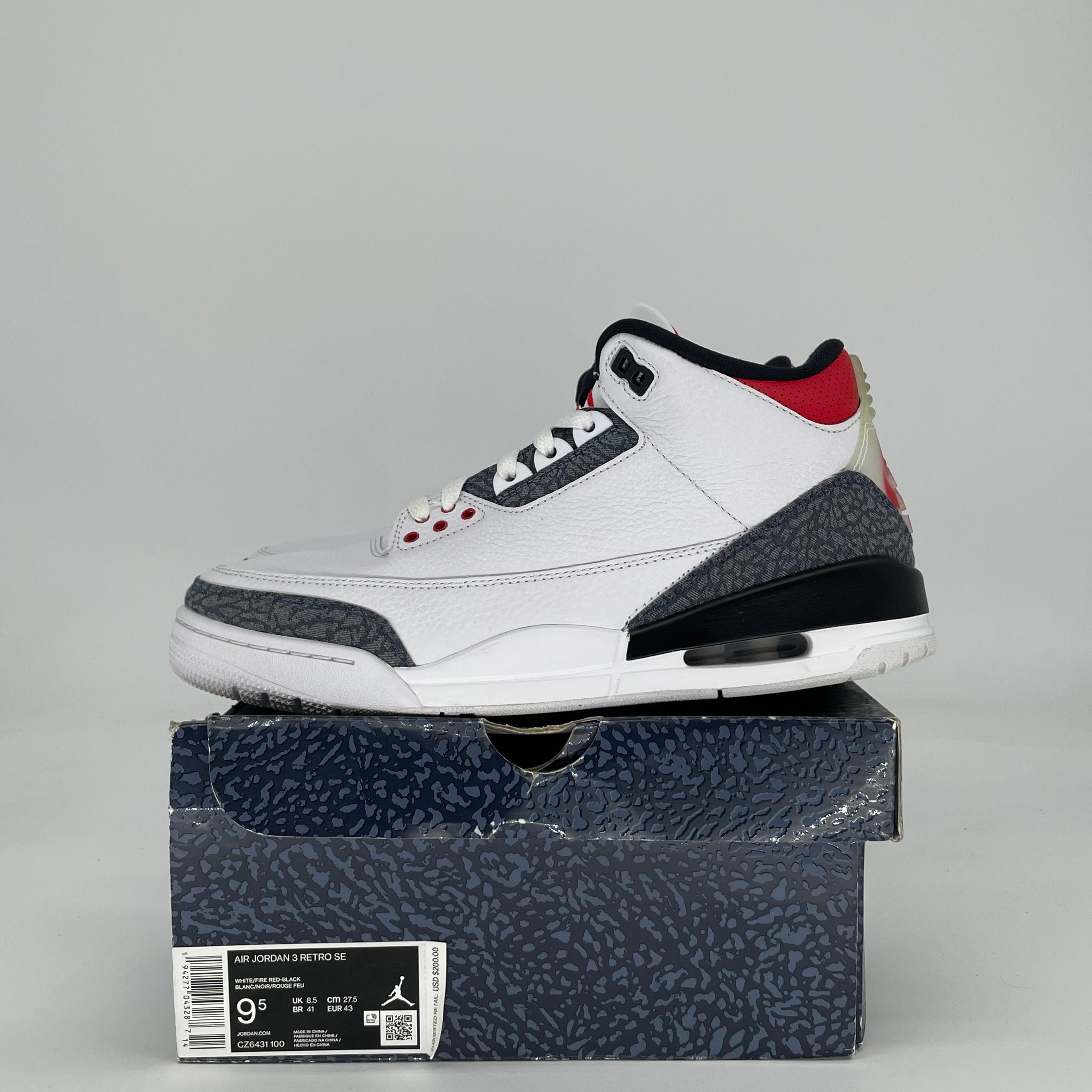AIR JORDAN 3 SE FIRE RED DENIM DZ6431-100 SIZE 9.5/11W