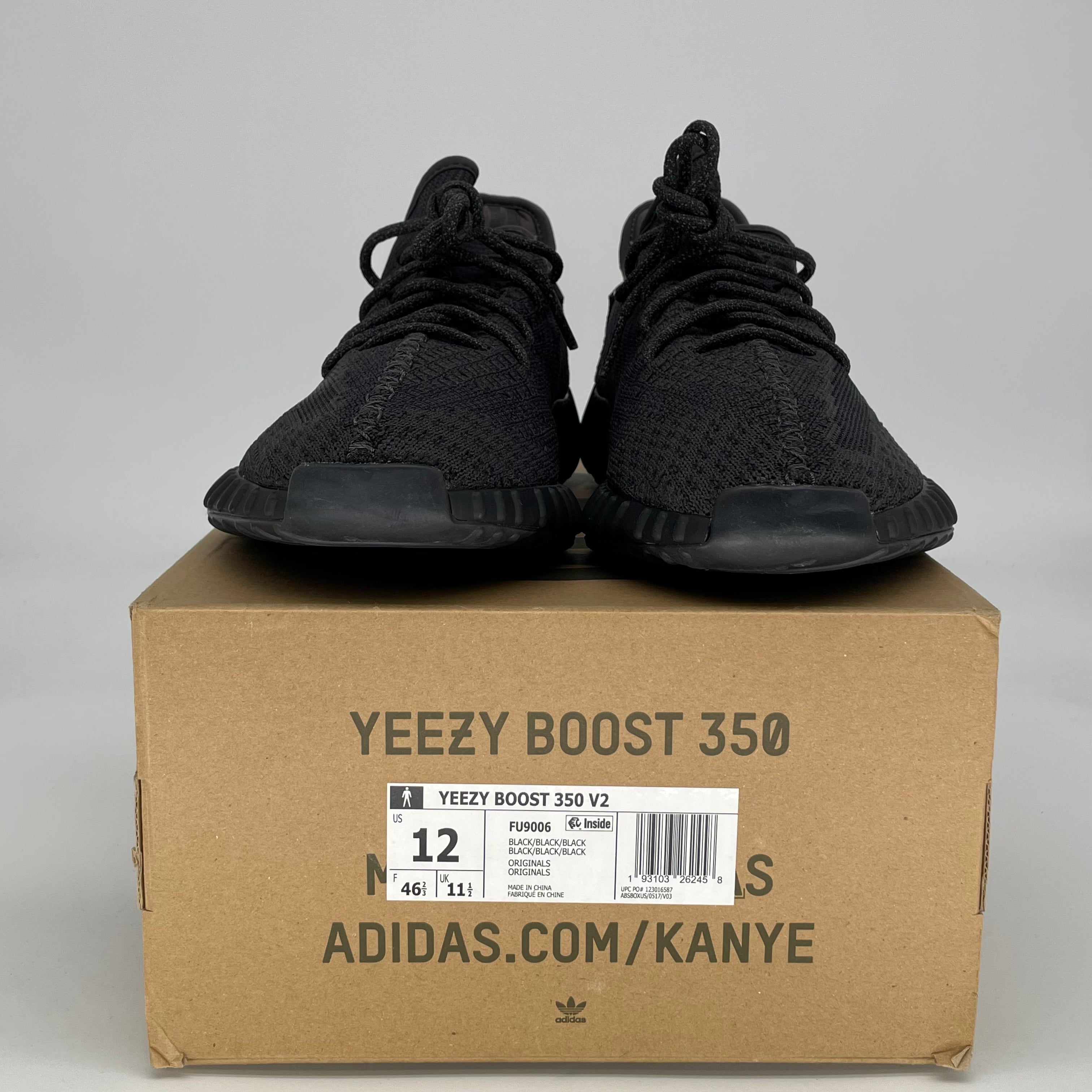 ADIDAS YEEZY BOOST 350 V2 BLACK (NON-REFLECTIVE) FU9006 SIZE 12/13.5W