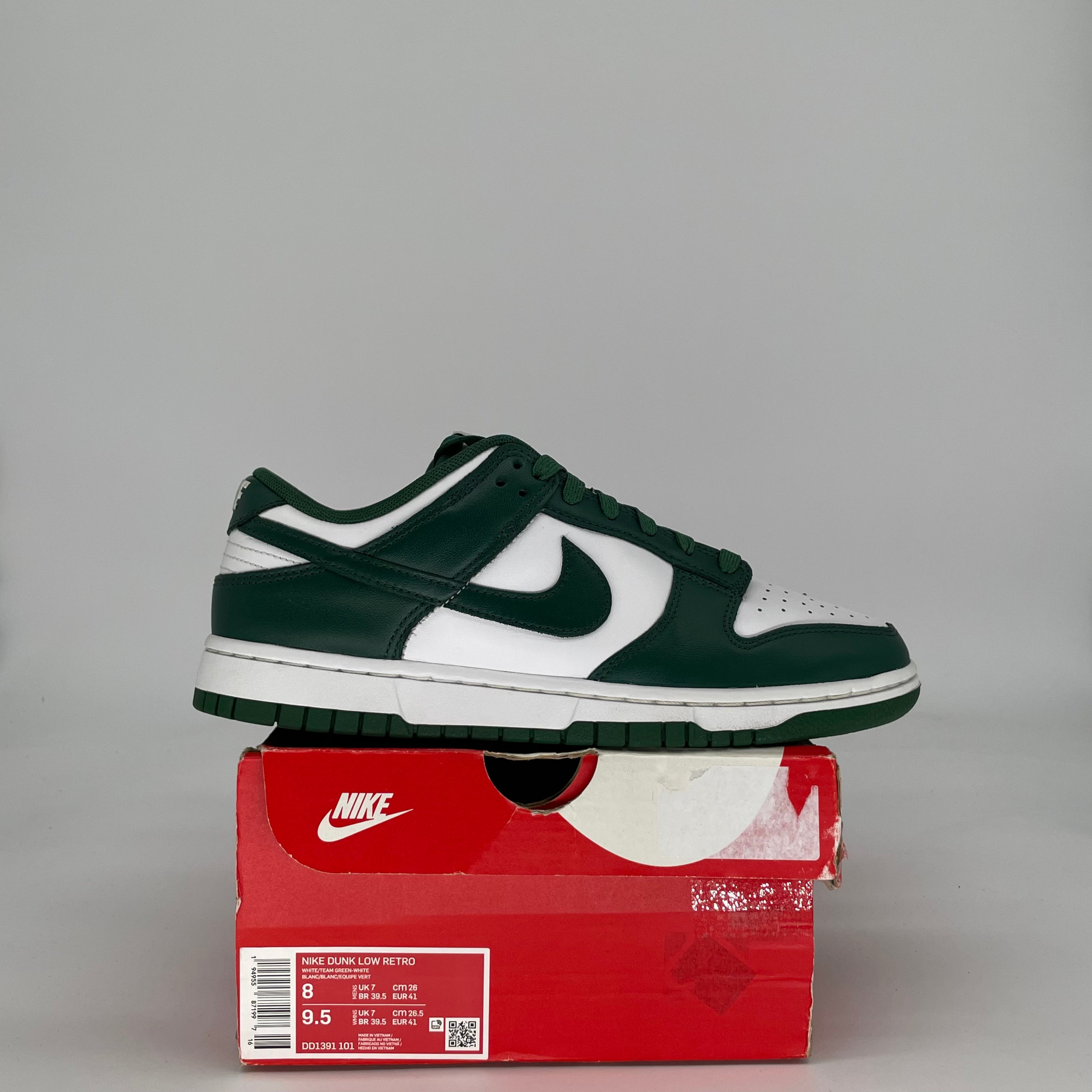 NIKE DUNK LOW MICHIGAN STATE DD1381-101 SIZE 8/9.5W