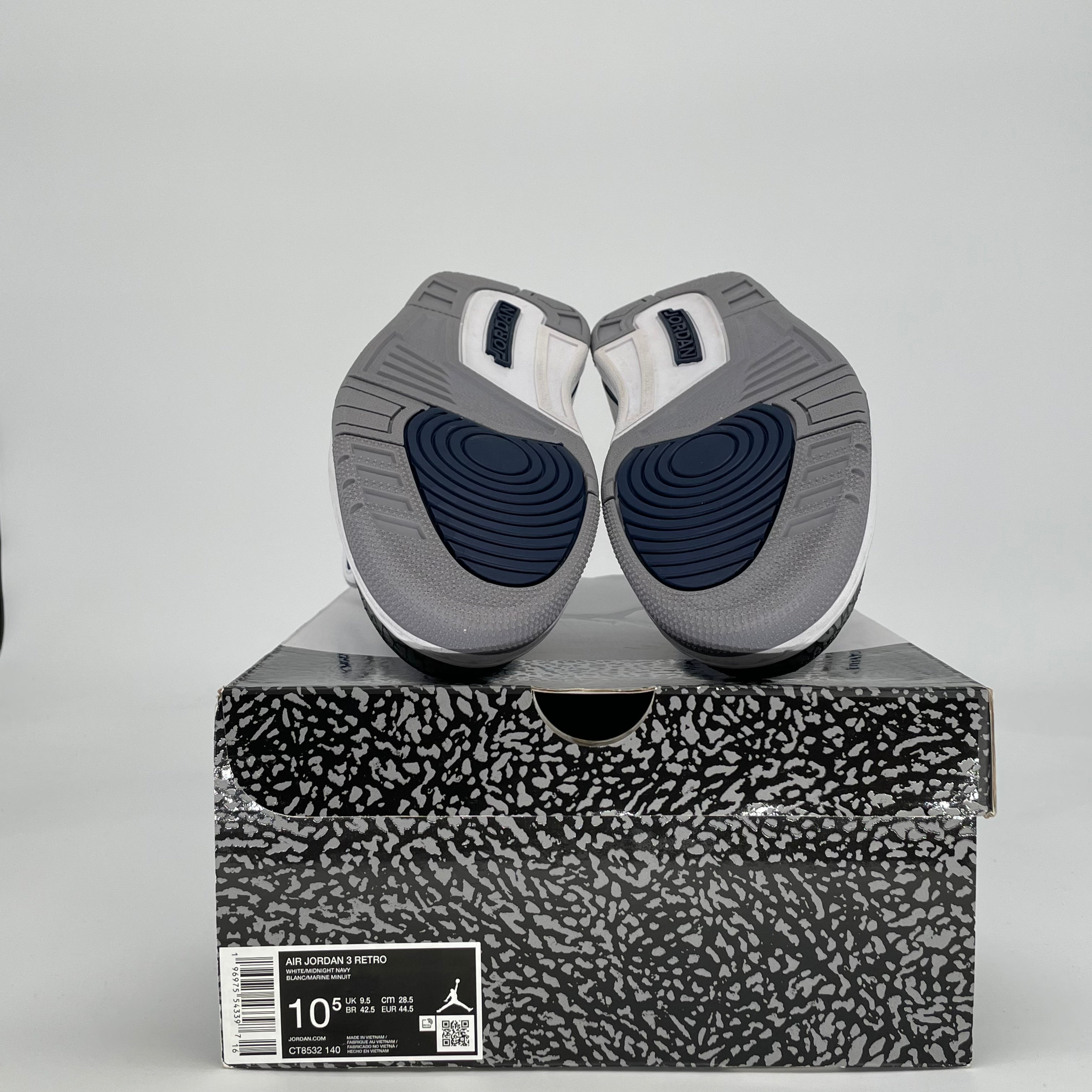 AIR JORDAN 3 MIDNIGHT NAVY CT8532-140 SIZE 10.5/12W