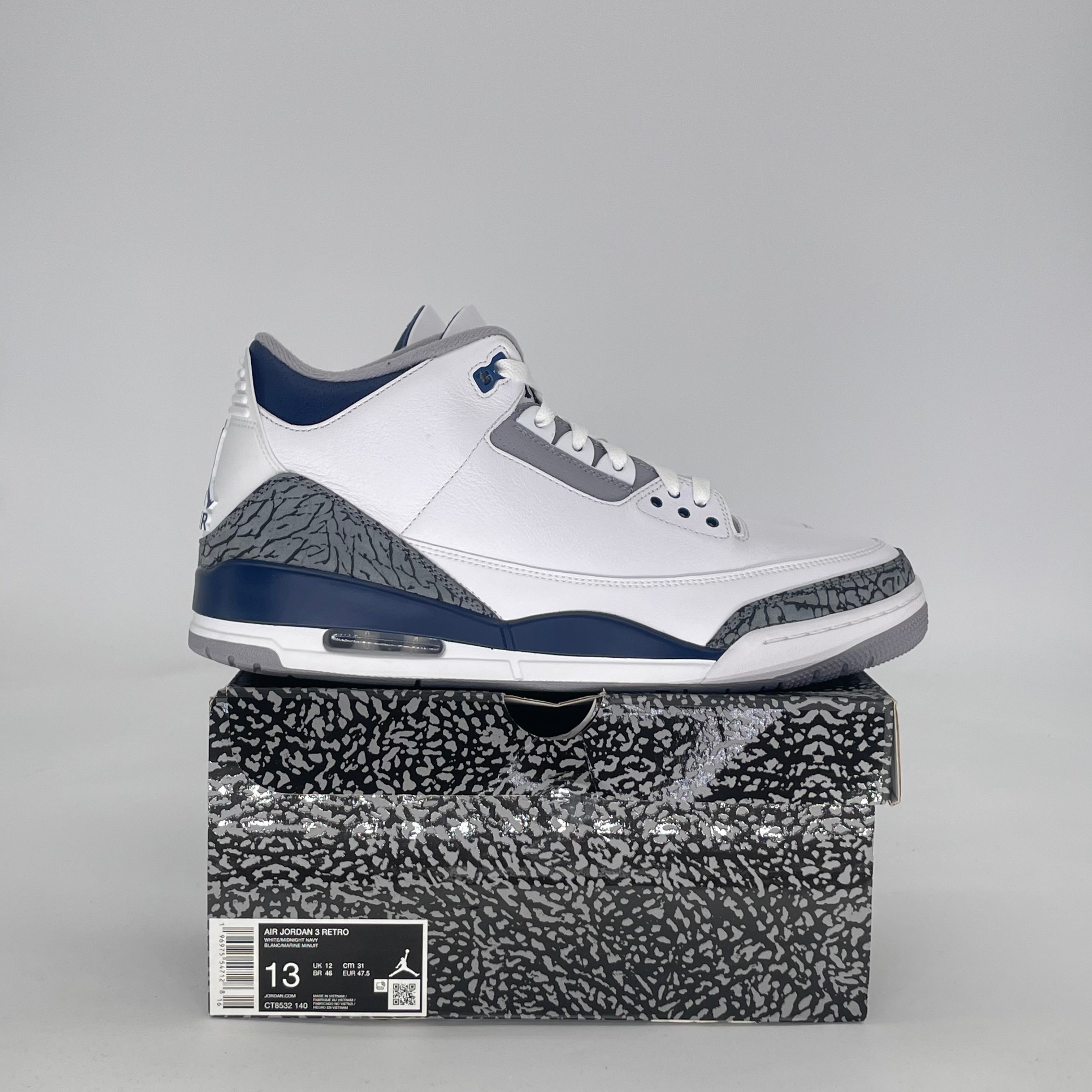 AIR JORDAN 3 MIDNIGHT NAVY CT8532-140 SIZE 13/14.5W