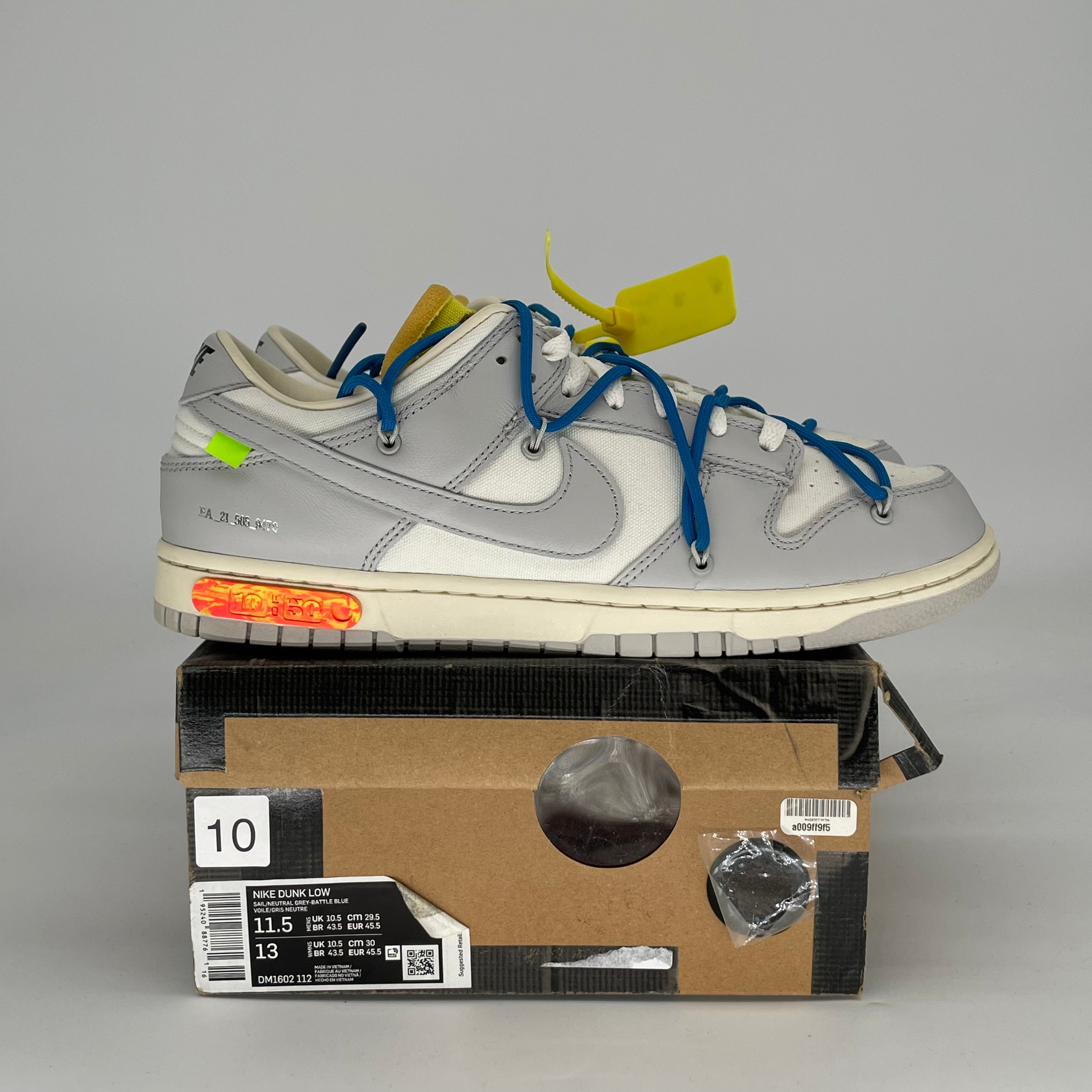 OFF WHITE X NIKE DUNK LOW LOT 10 DM1602-112 SIZE 11.5/13W