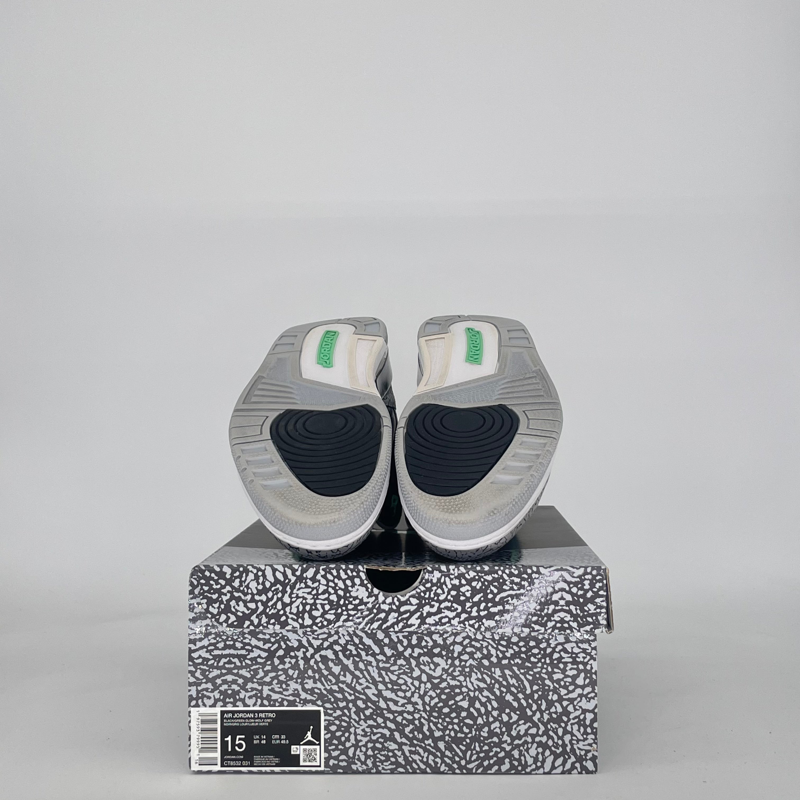 AIR JORDAN 3 GREEN GLOW CT8532-031 SIZE 15/16.5W