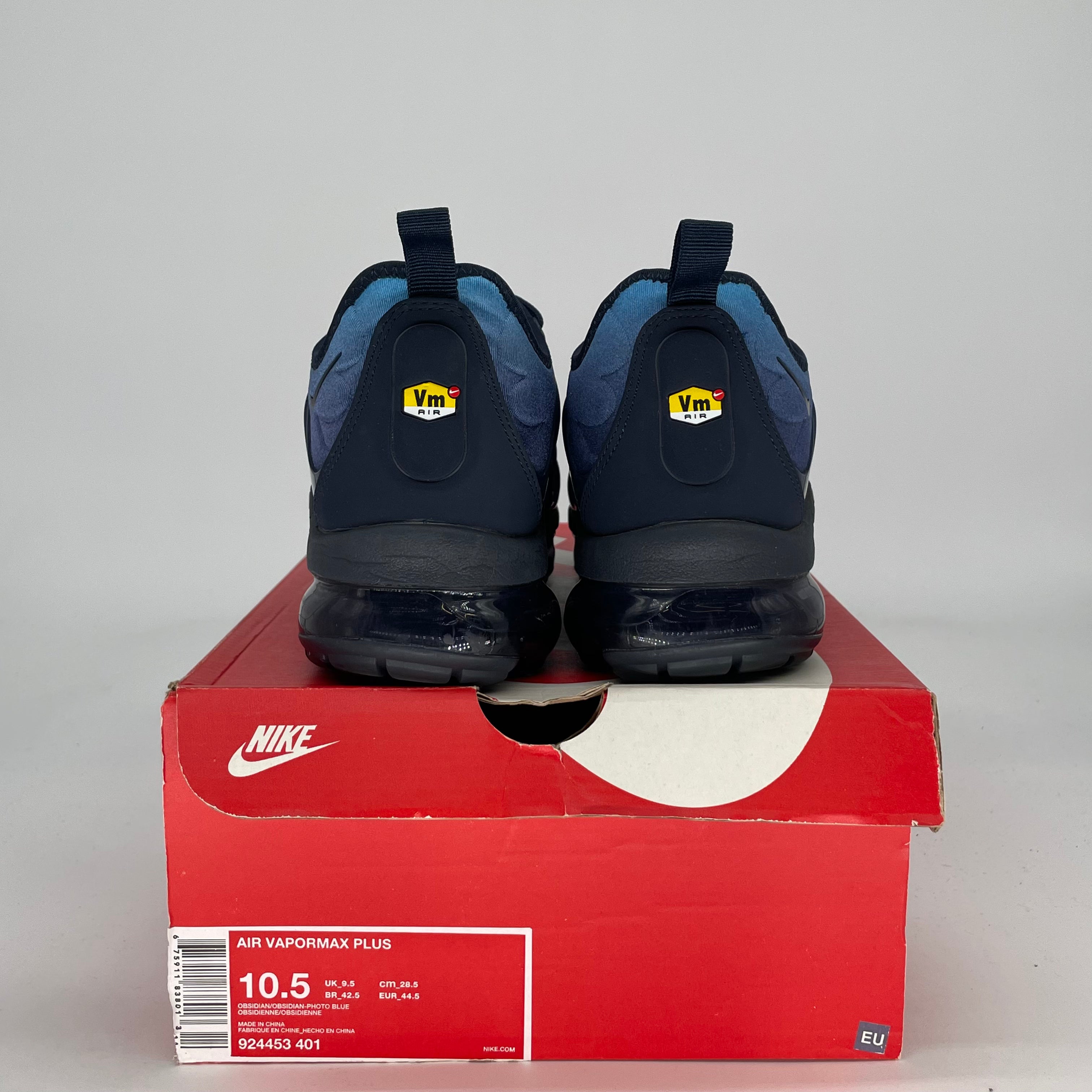 NIKE AIR VAPORMAX PLUS OBSIDIAN 924453-401 SIZE 10.5/12W