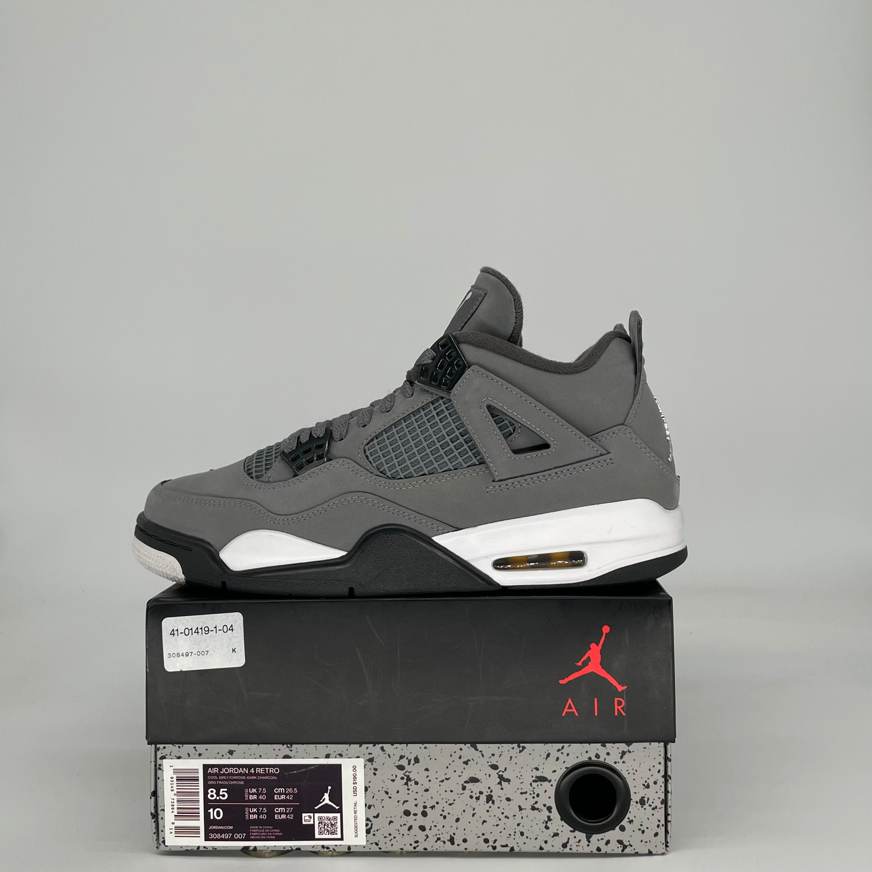 AIR JORDAN 4 COOL GREY 308497-007 SIZE 8.5/10W
