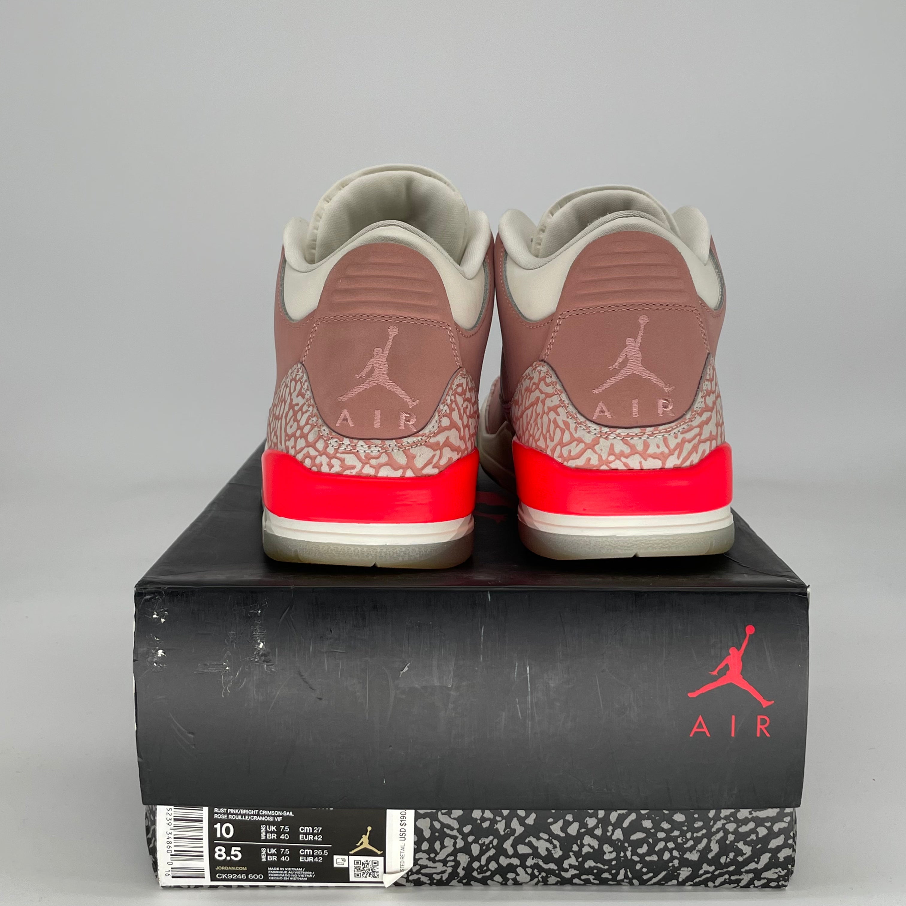 AIR JORDAN 3 RUST PINK W CK9246-600 SIZE 8.5/10W