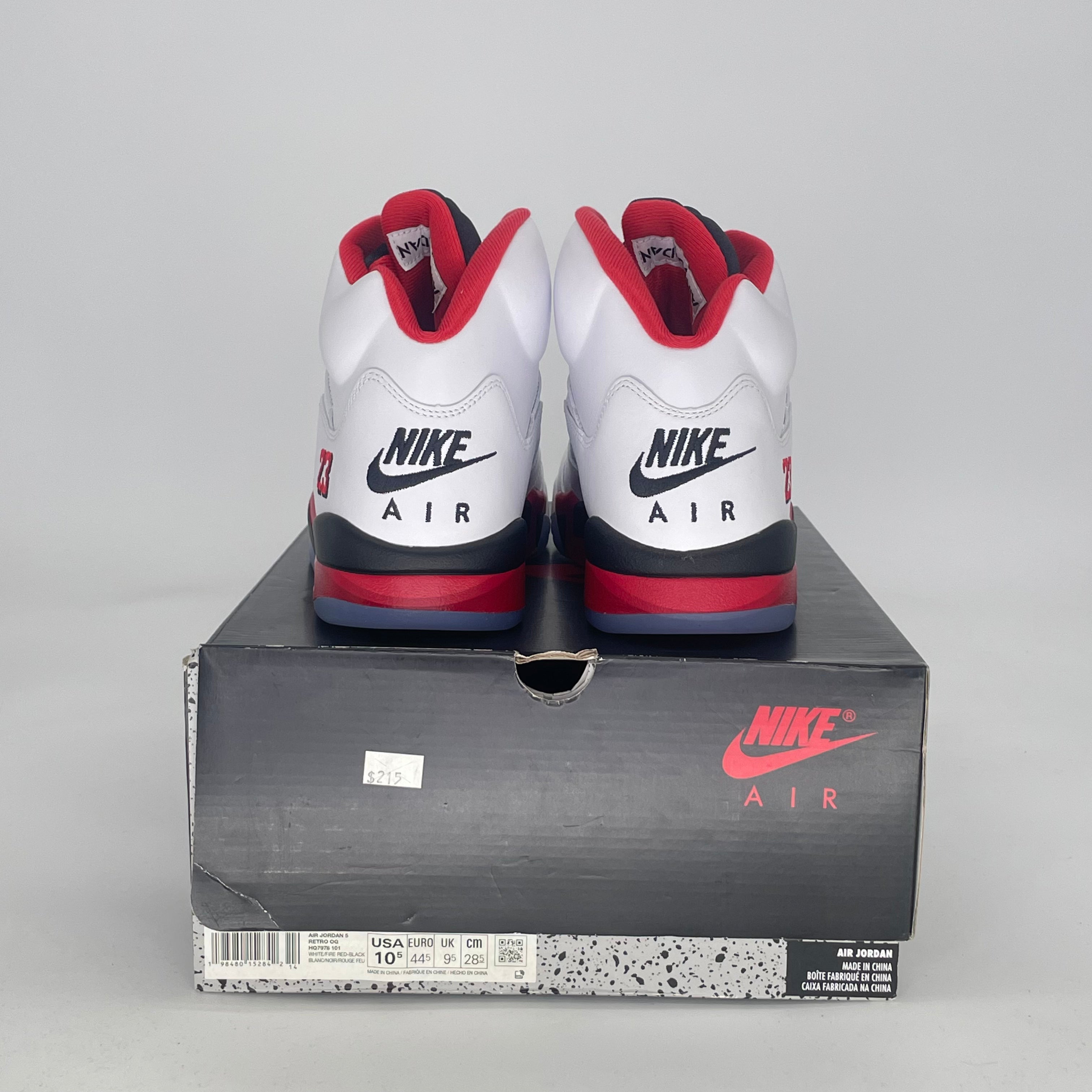 AIR JORDAN 5 FIRE RED BLACK TONGUE HQ7978-101 SIZE 10.5/12W