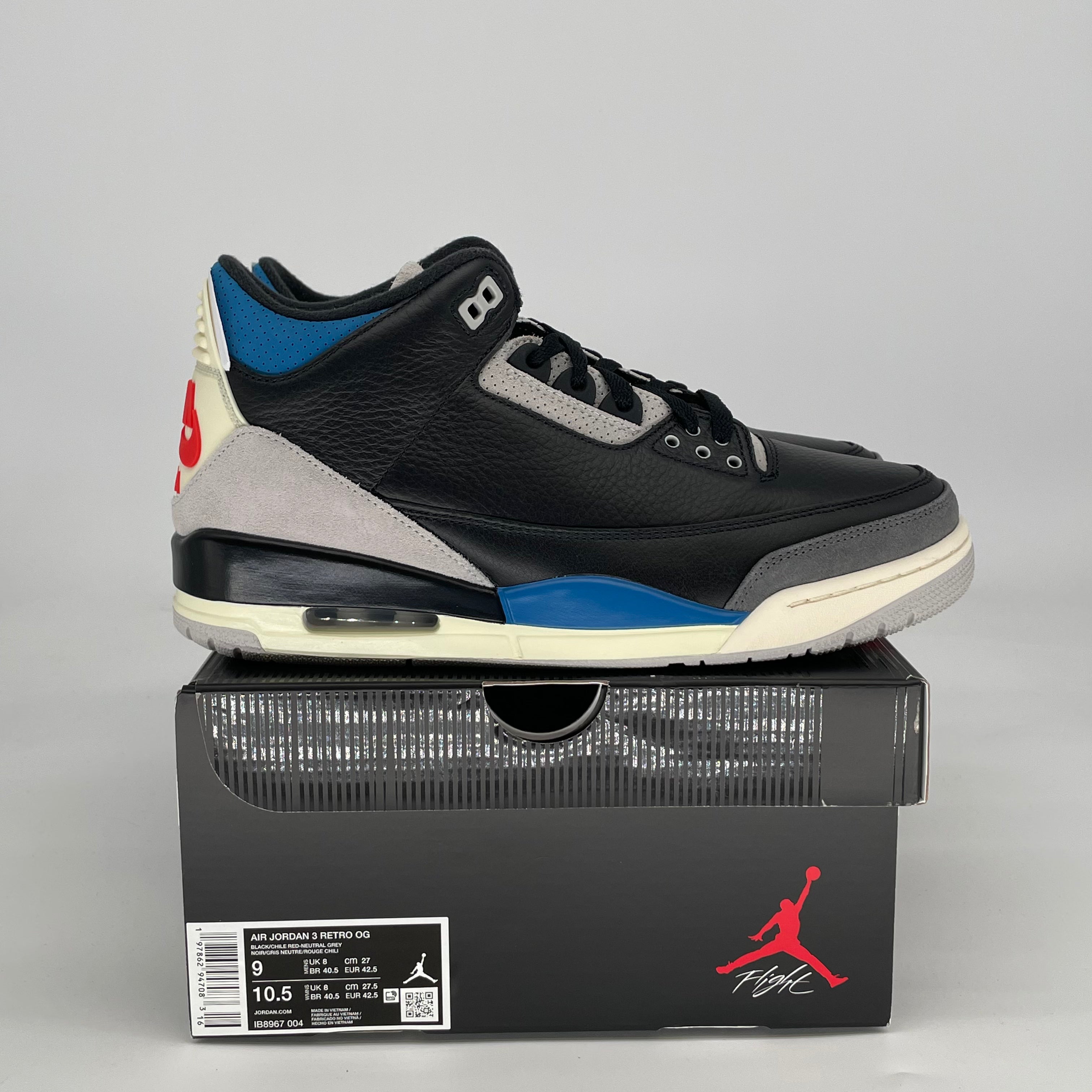 AIR JORDAN 3 RARE AIR IB8967-004 SIZE 9/10.5W