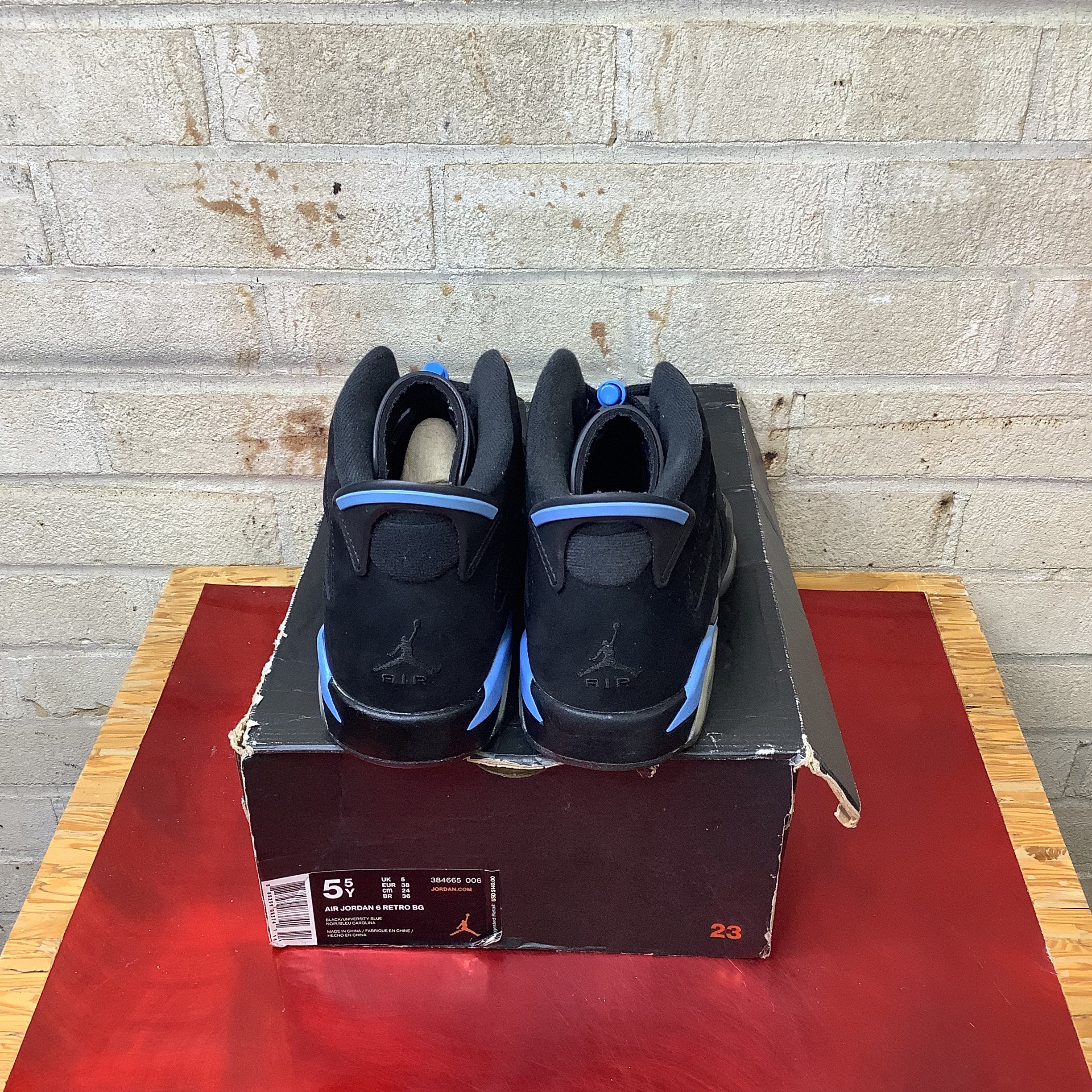 AIR JORDAN 6 UNC BLACK SIZE 5.5/7W 384665-006