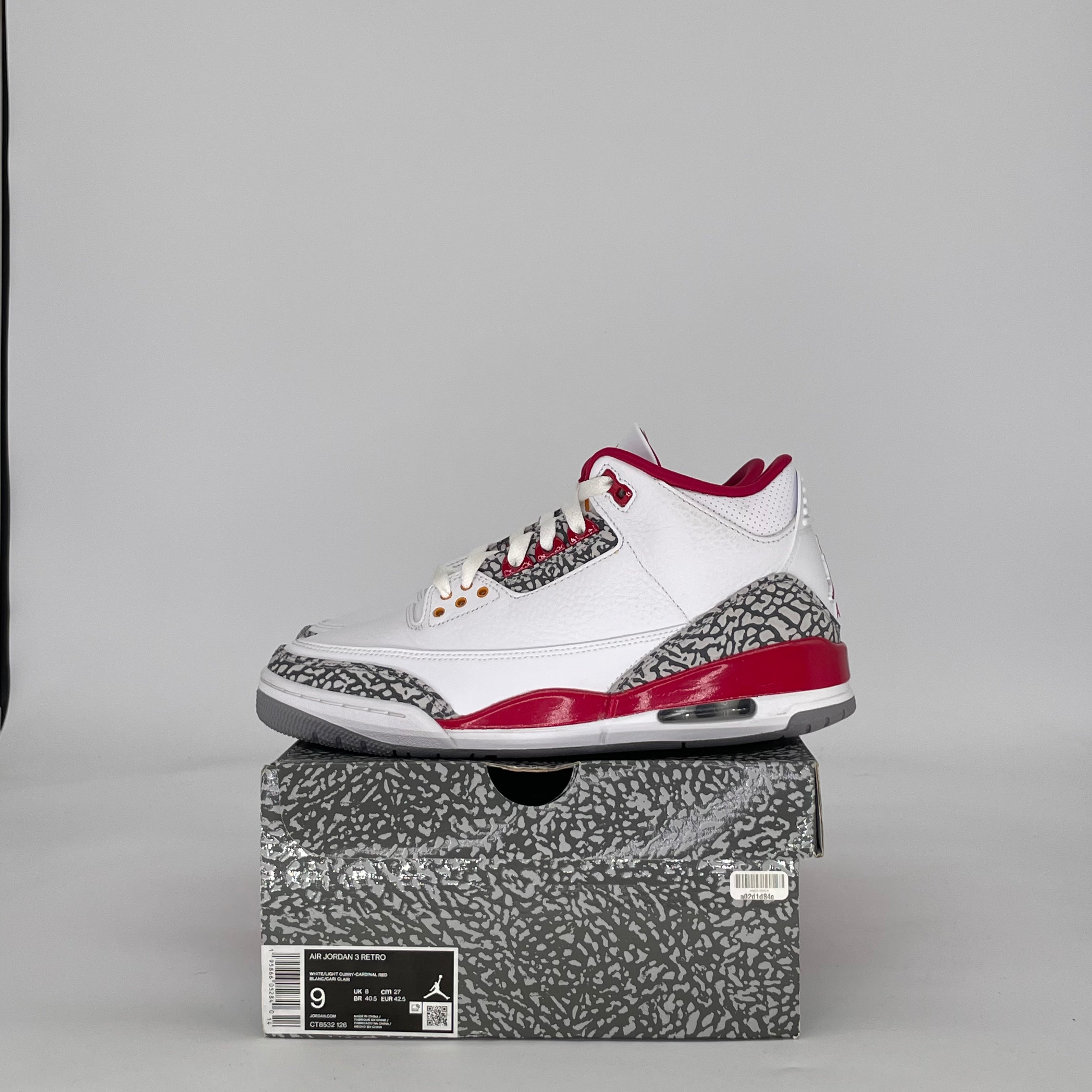 AIR JORDAN 3 CARDINAL RED CT8532-126 SIZE 9/10.5W