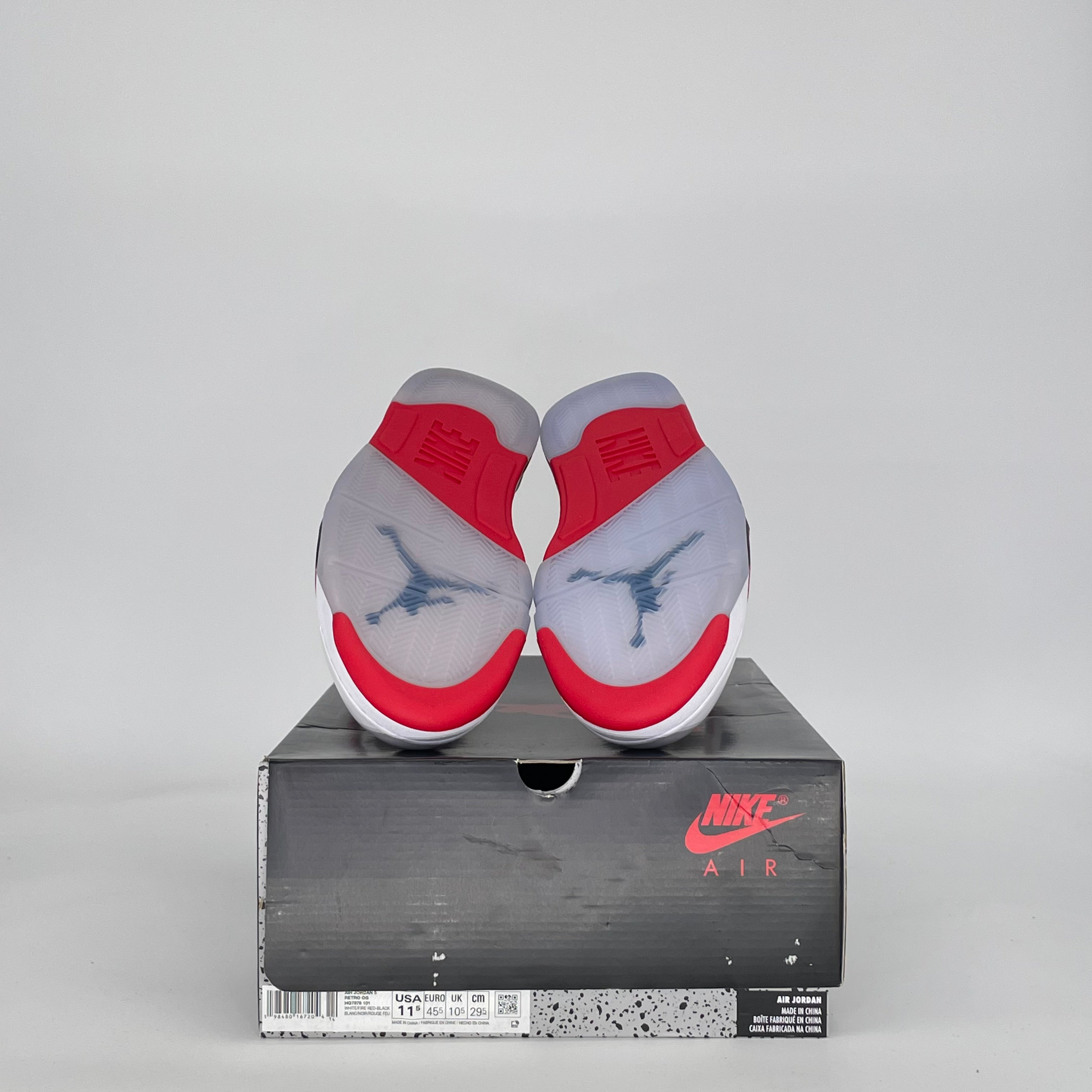 AIR JORDAN 5 FIRE RED BLACK TONGUE HQ7978-101 SIZE 11.5/13W