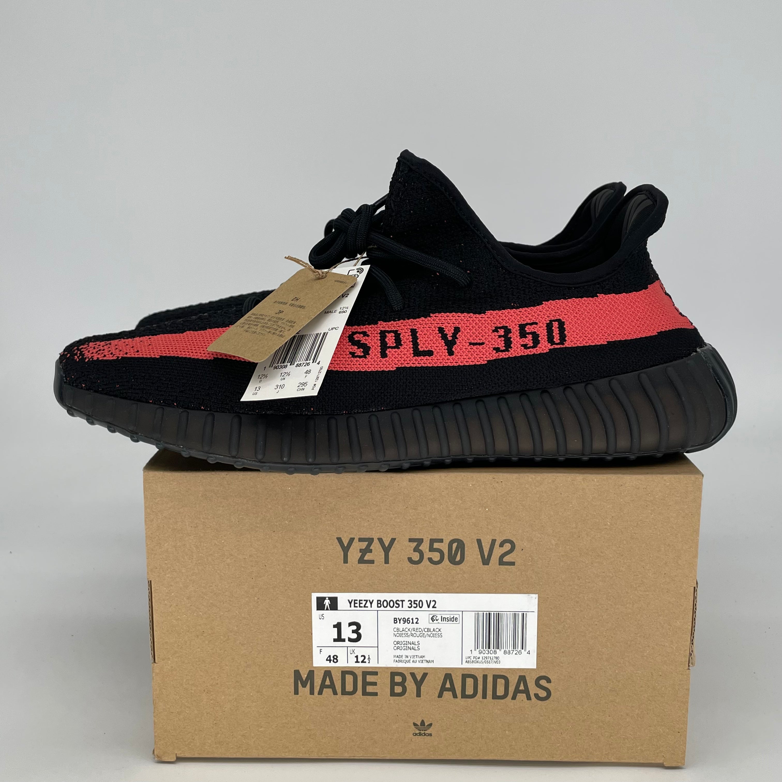 ADIDAS YEEZY 350 V2 CORE BLACK RED BY9612 SIZE 13/14.5W