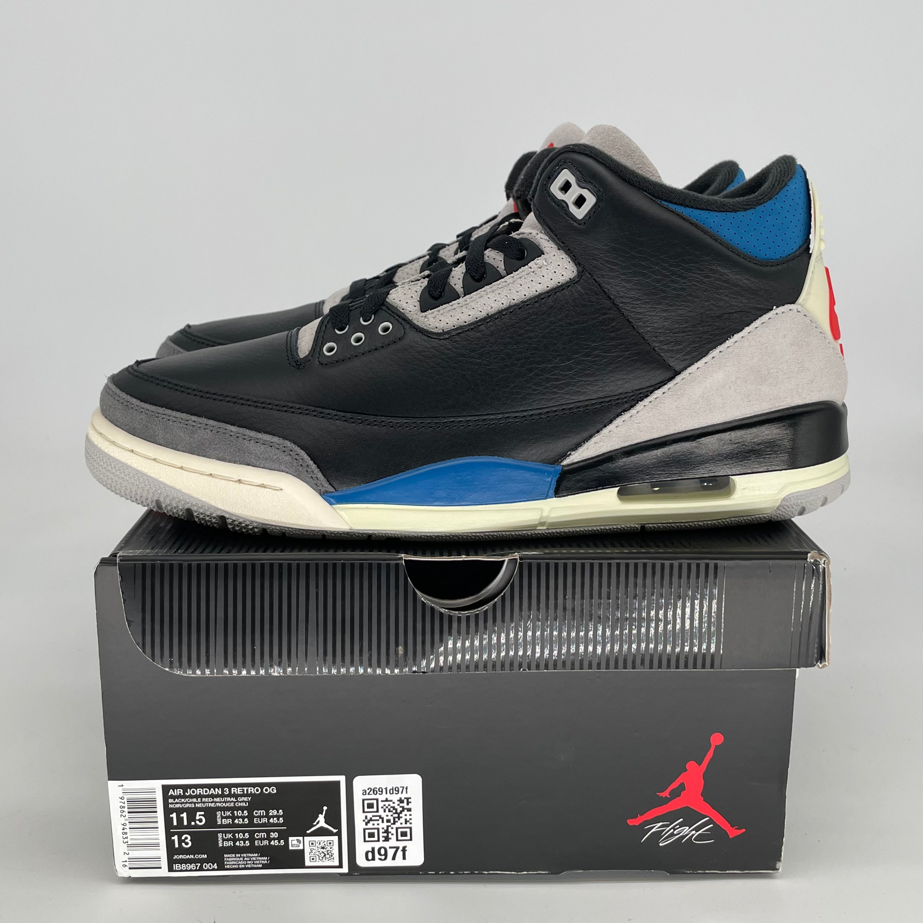 AIR JORDAN 3 RARE AIR IB8967-004 SIZE 11.5/13W