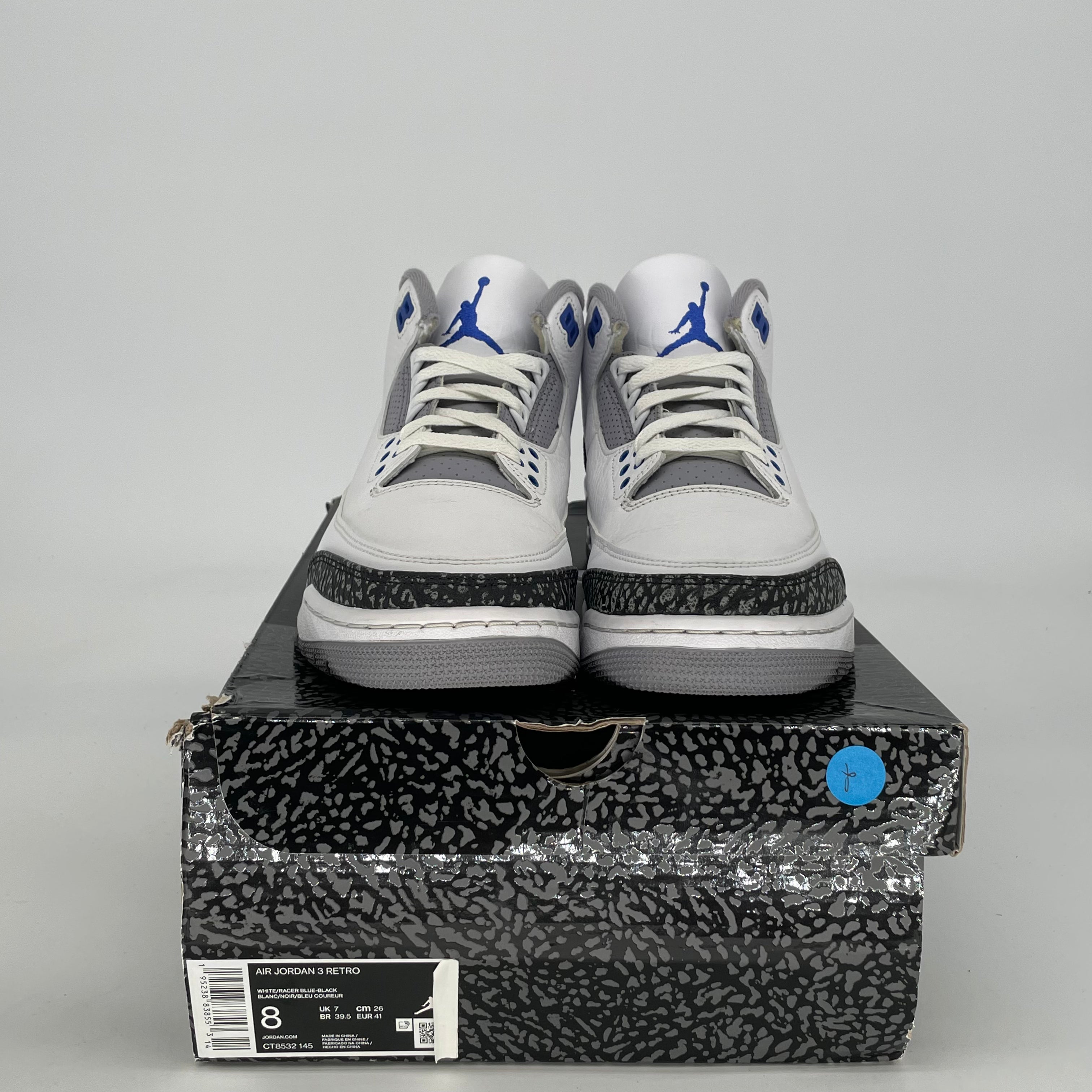 AIR JORDAN 3 RACER BLUE CT8532-145 SIZE 8/9.5W
